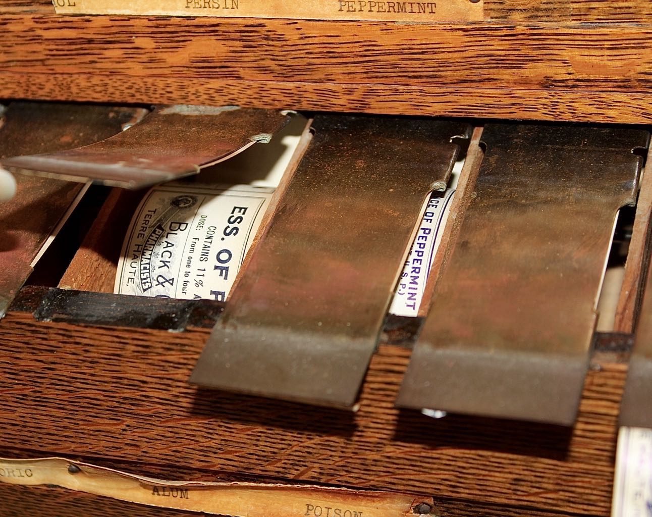 Antique Oak McCourt Pharmacy Label Cabinet