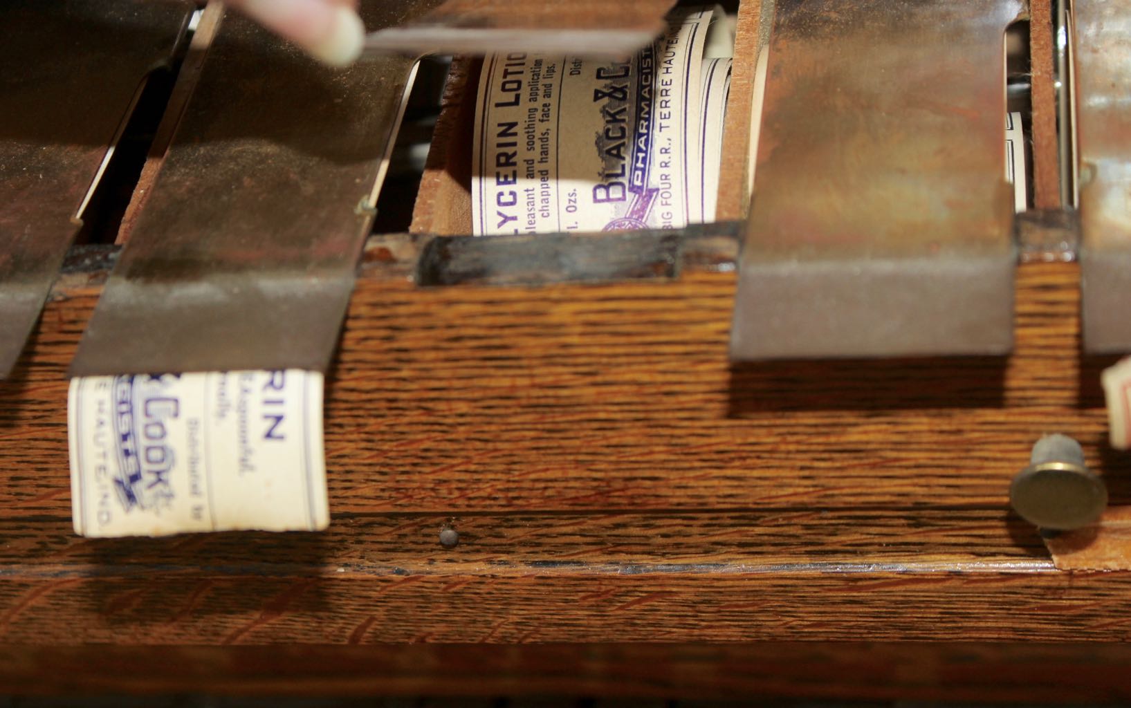 Antique Oak McCourt Pharmacy Label Cabinet