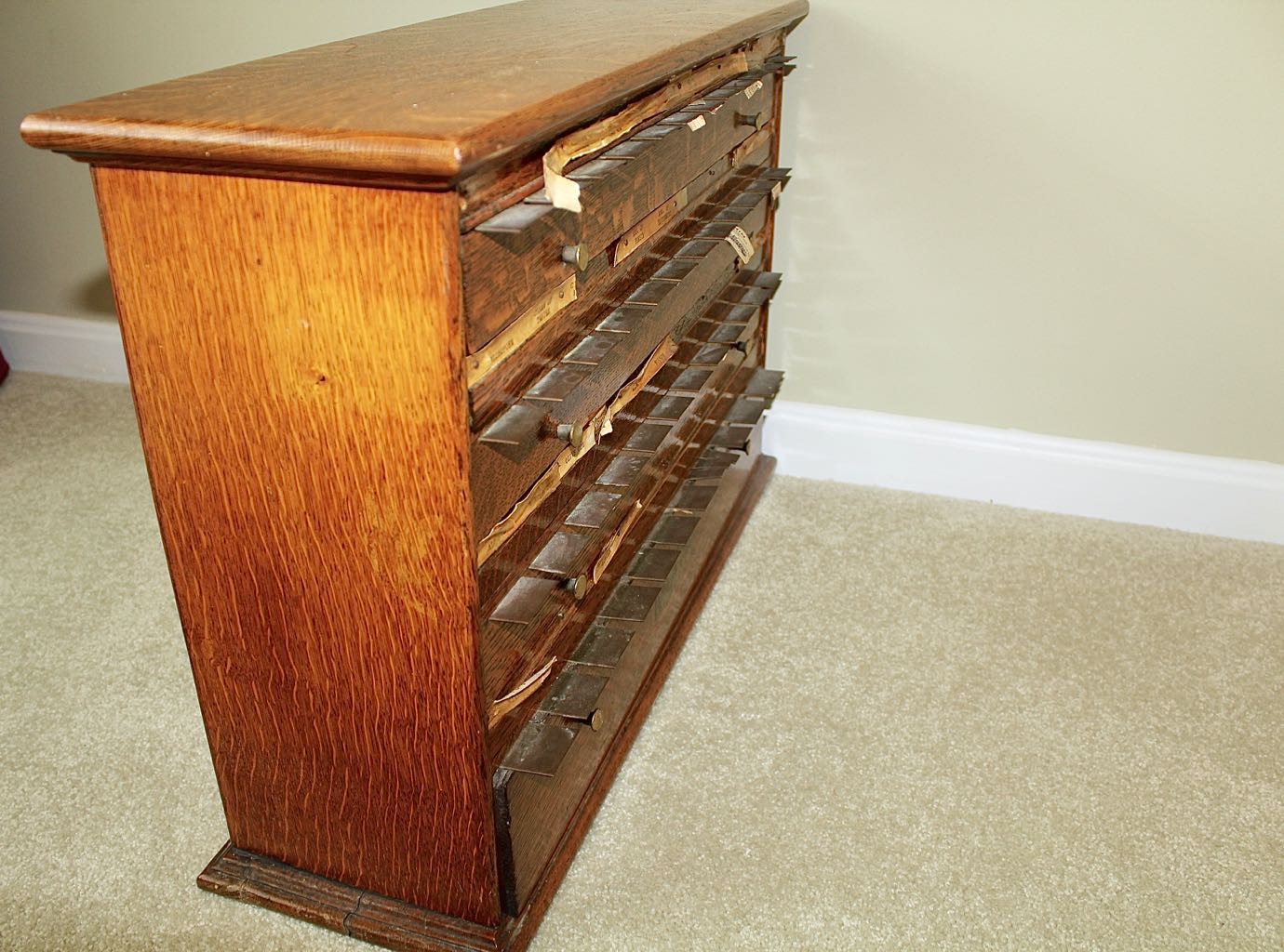 Antique Oak McCourt Pharmacy Label Cabinet