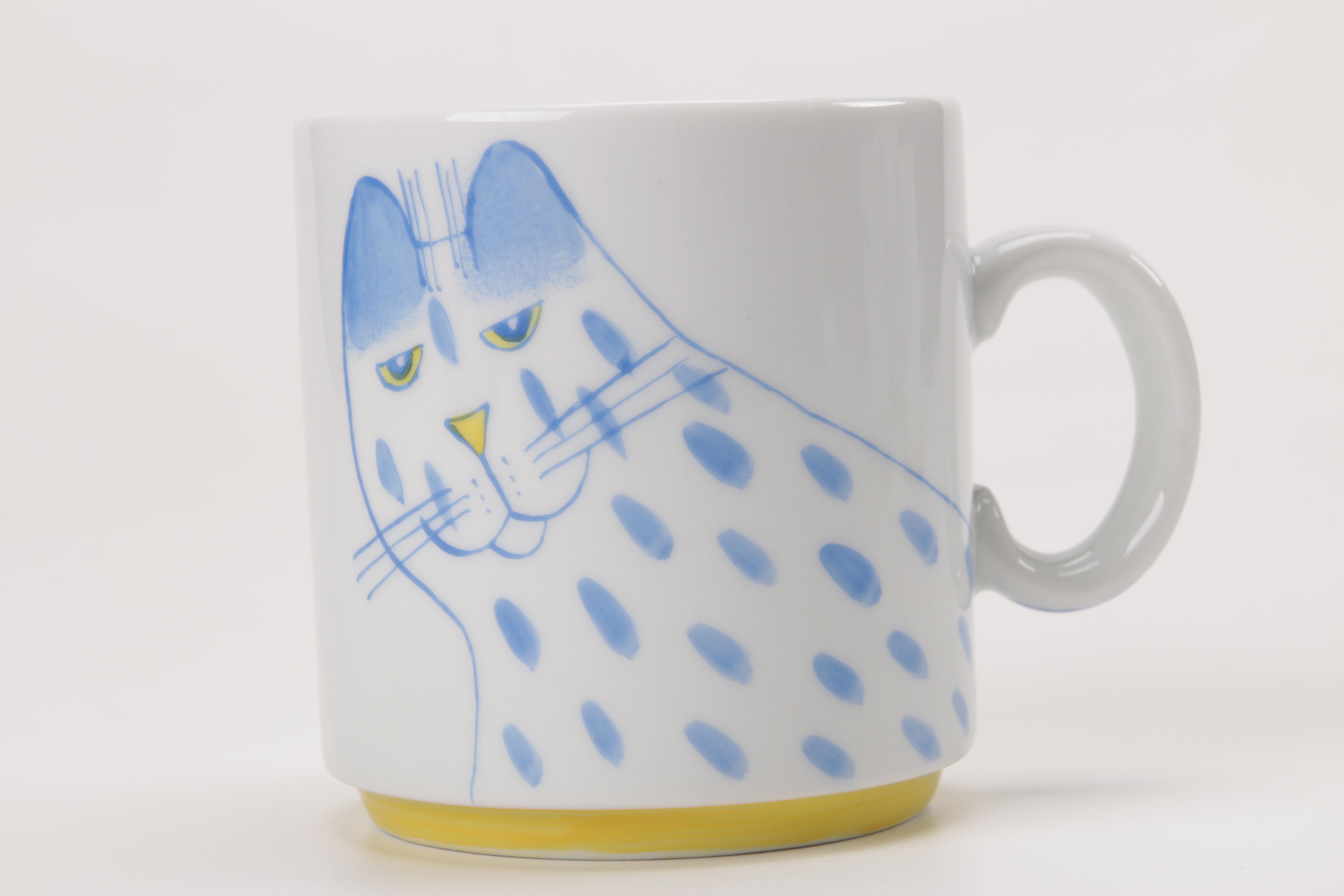 L. J Cat Decorated Mugs and Bowls