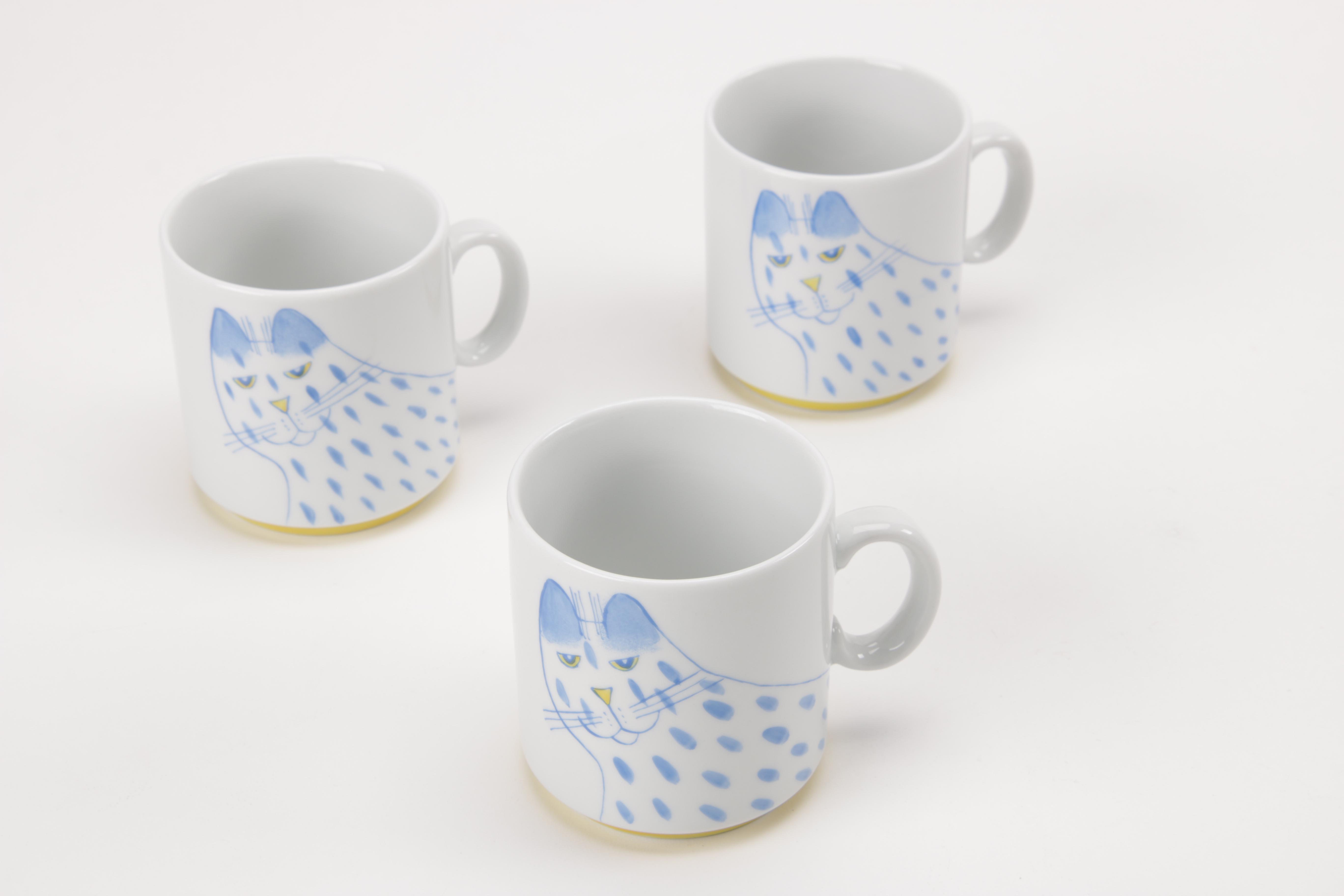 L. J Cat Decorated Mugs and Bowls