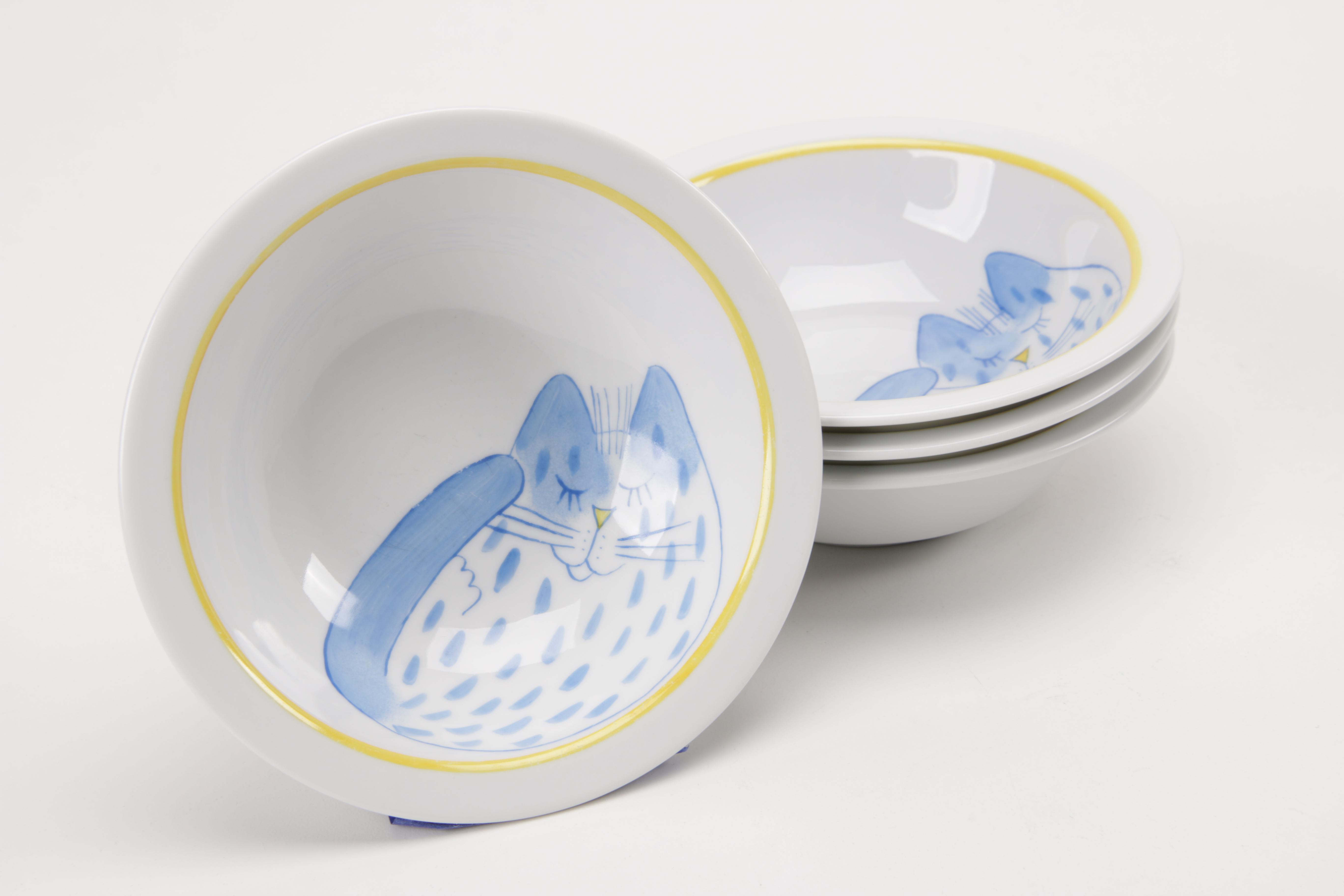 L. J Cat Decorated Mugs and Bowls