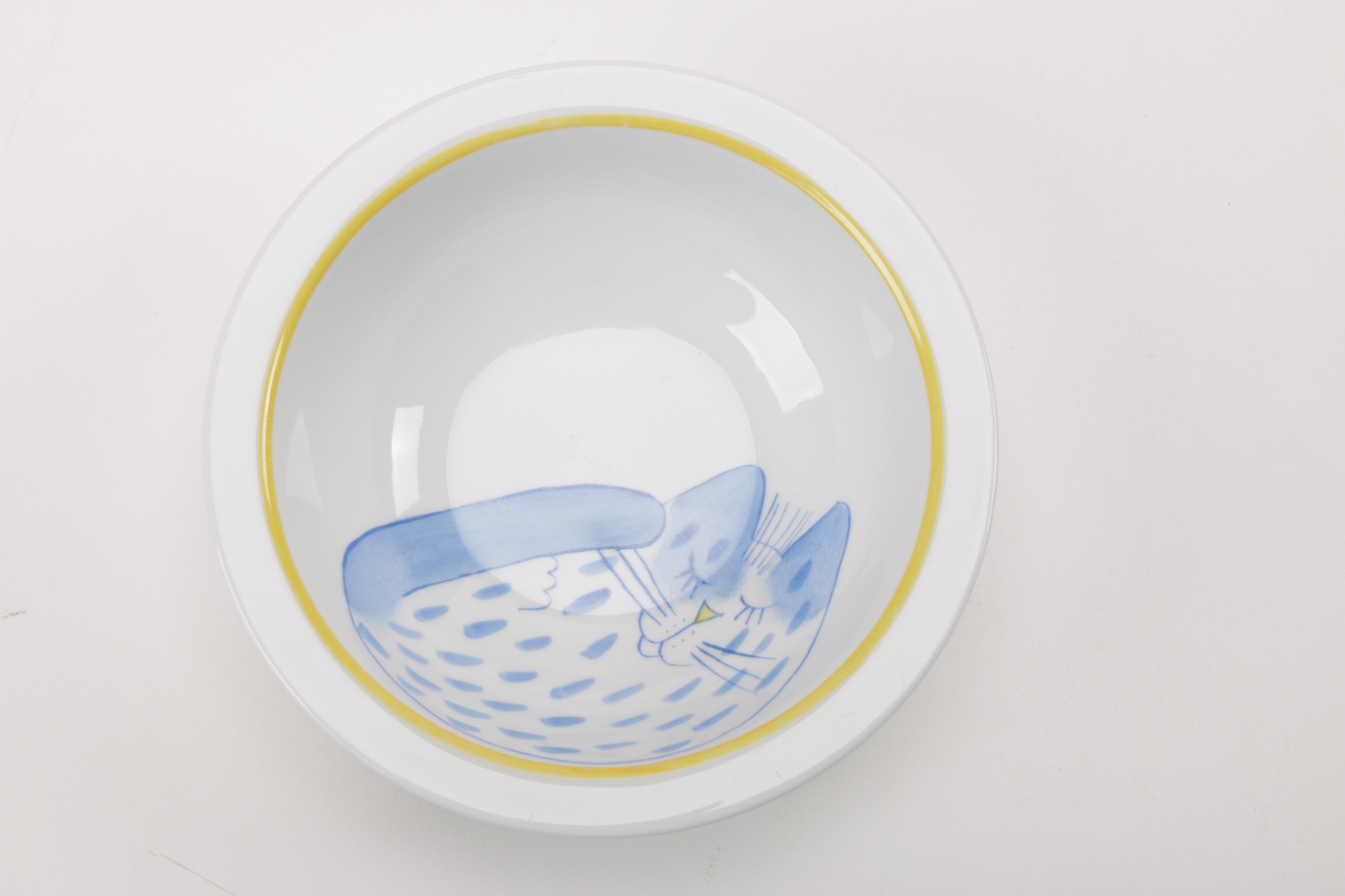 L. J Cat Decorated Mugs and Bowls