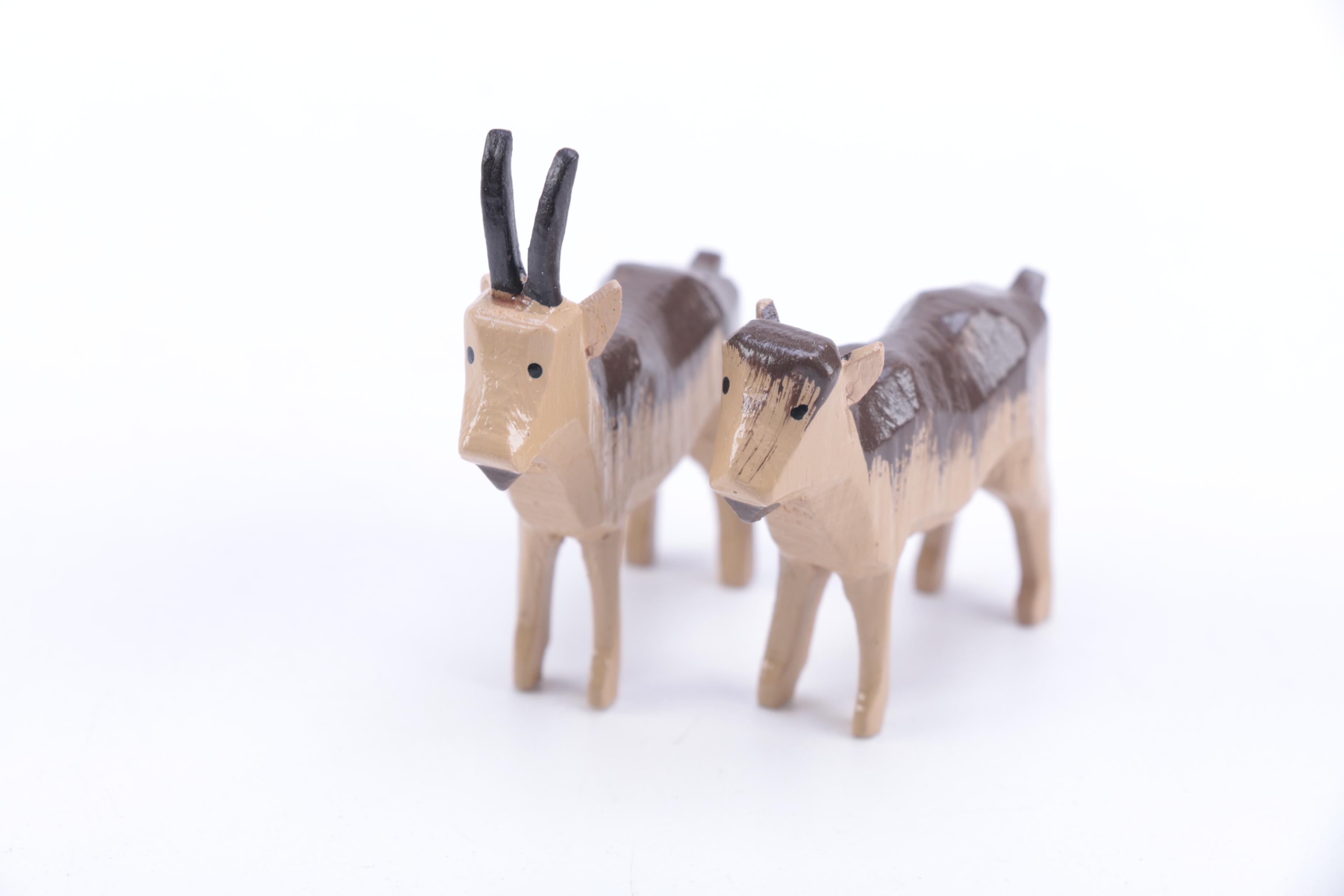 Hand Carved Noah's Ark and Nativity Folk Art