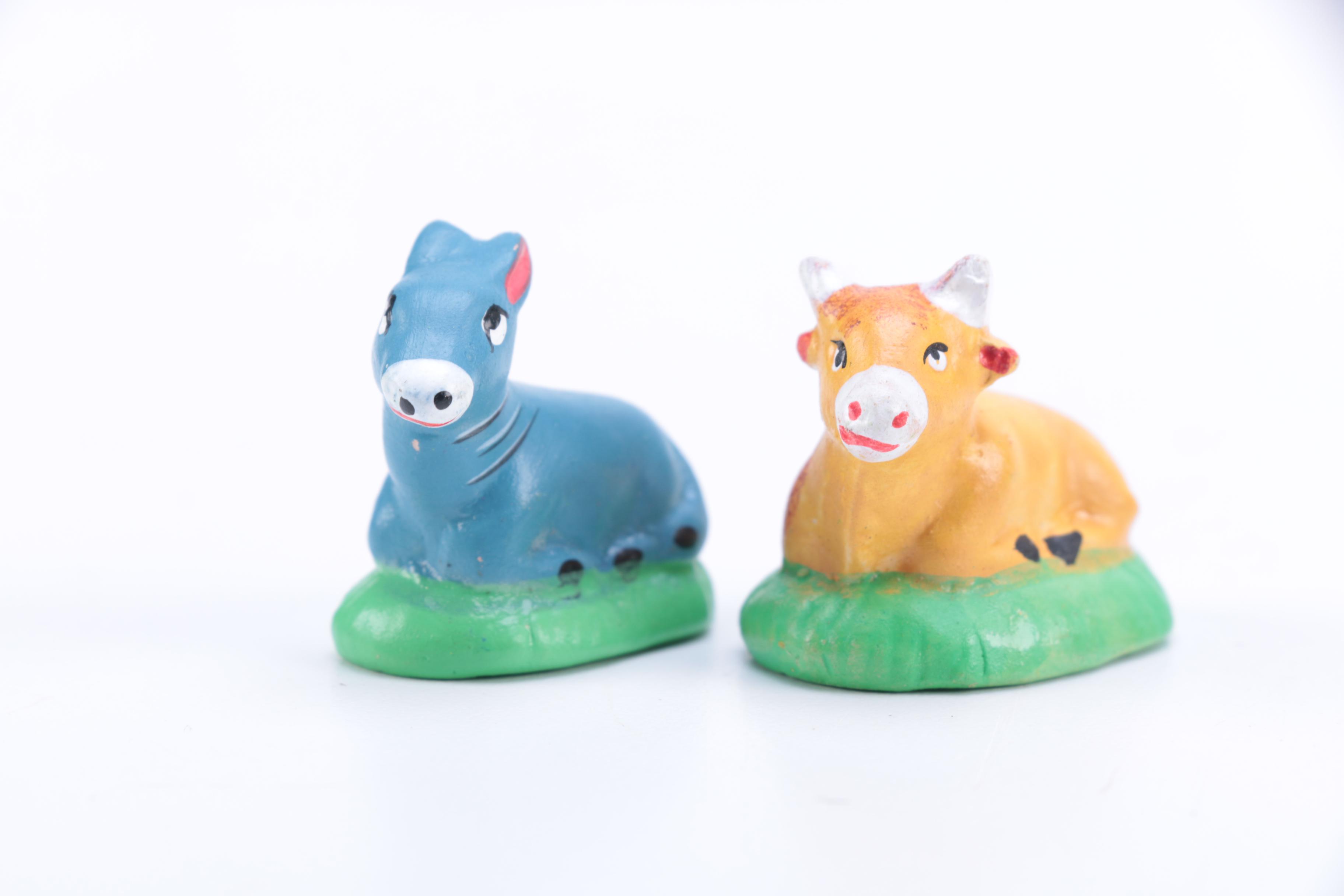 Hand Carved Noah's Ark and Nativity Folk Art