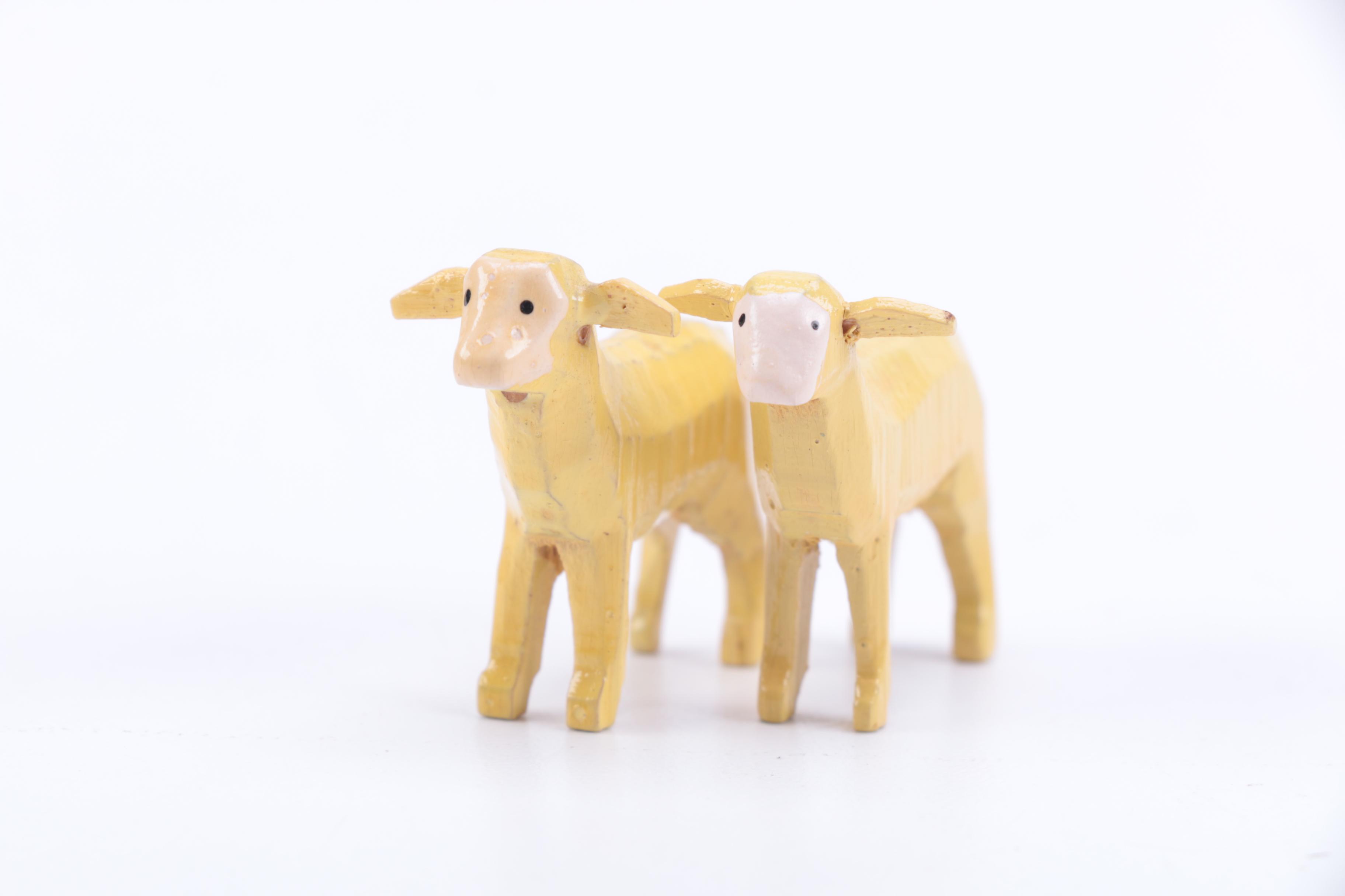 Hand Carved Noah's Ark and Nativity Folk Art