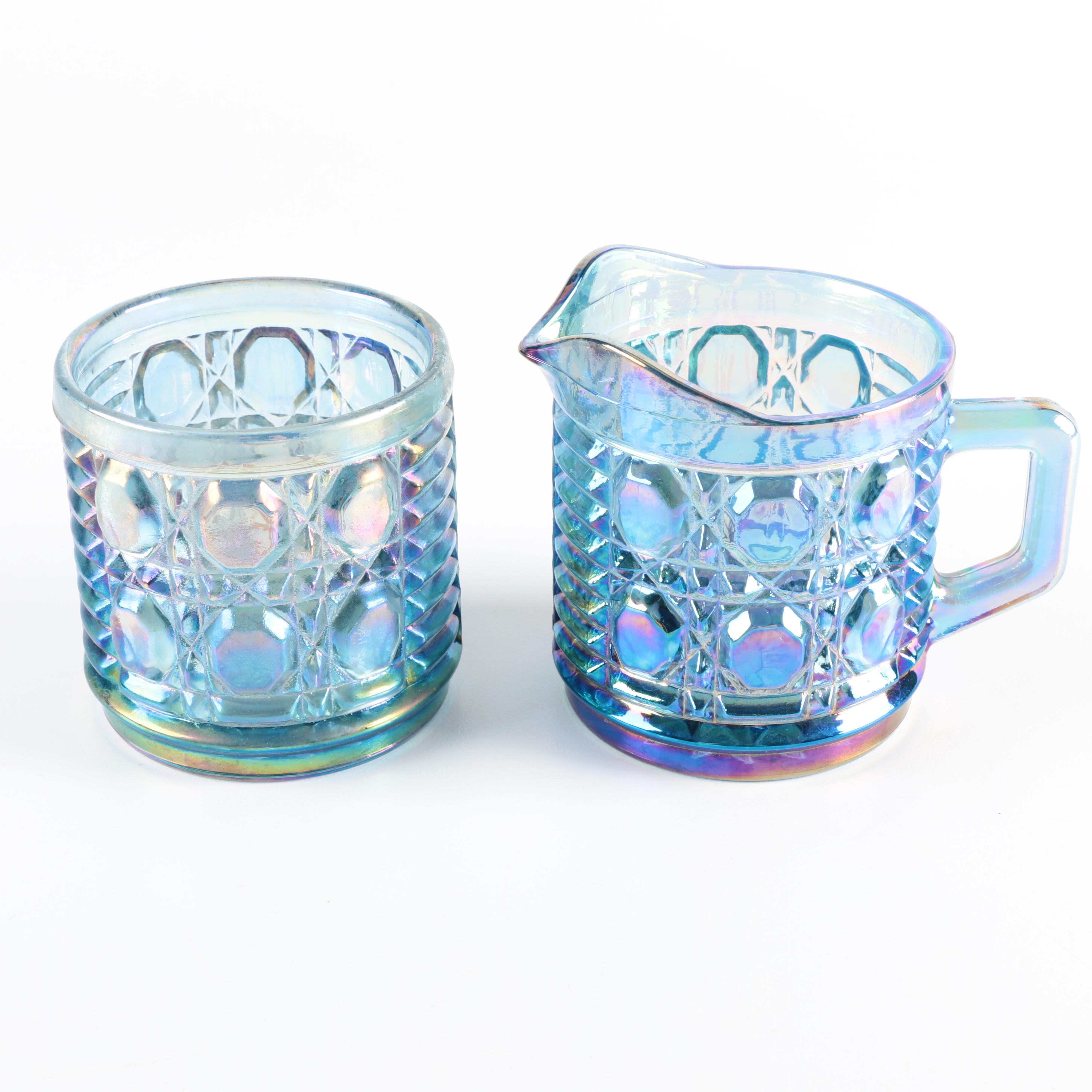 Vintage Blue Carnival Cream and Sugar Set