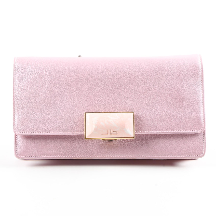 Jane Bolinger Pearlized Pink Leather Clutch