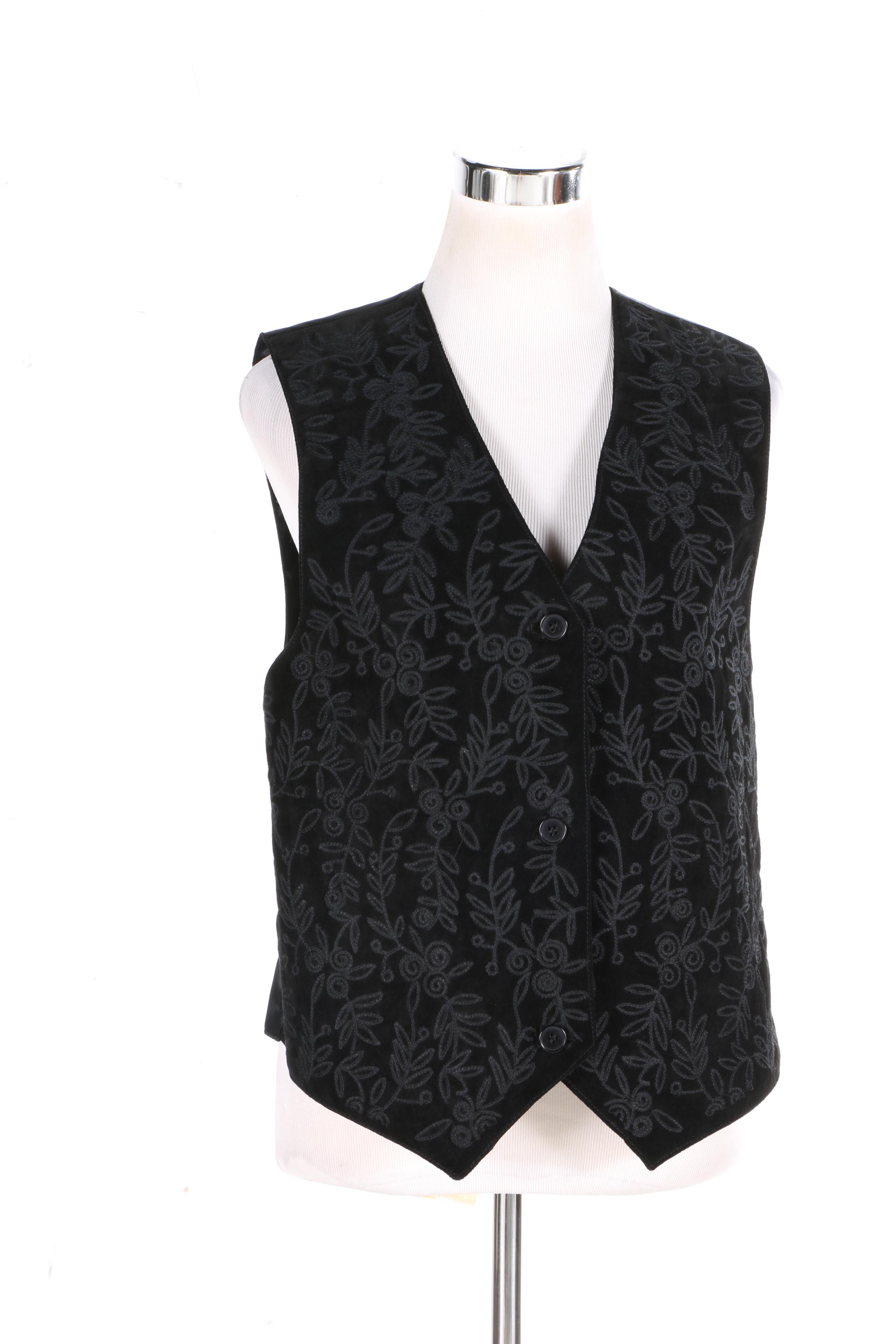Evan Davies Embroidered Suede and Ann Tjian for Kenar Beaded Vests