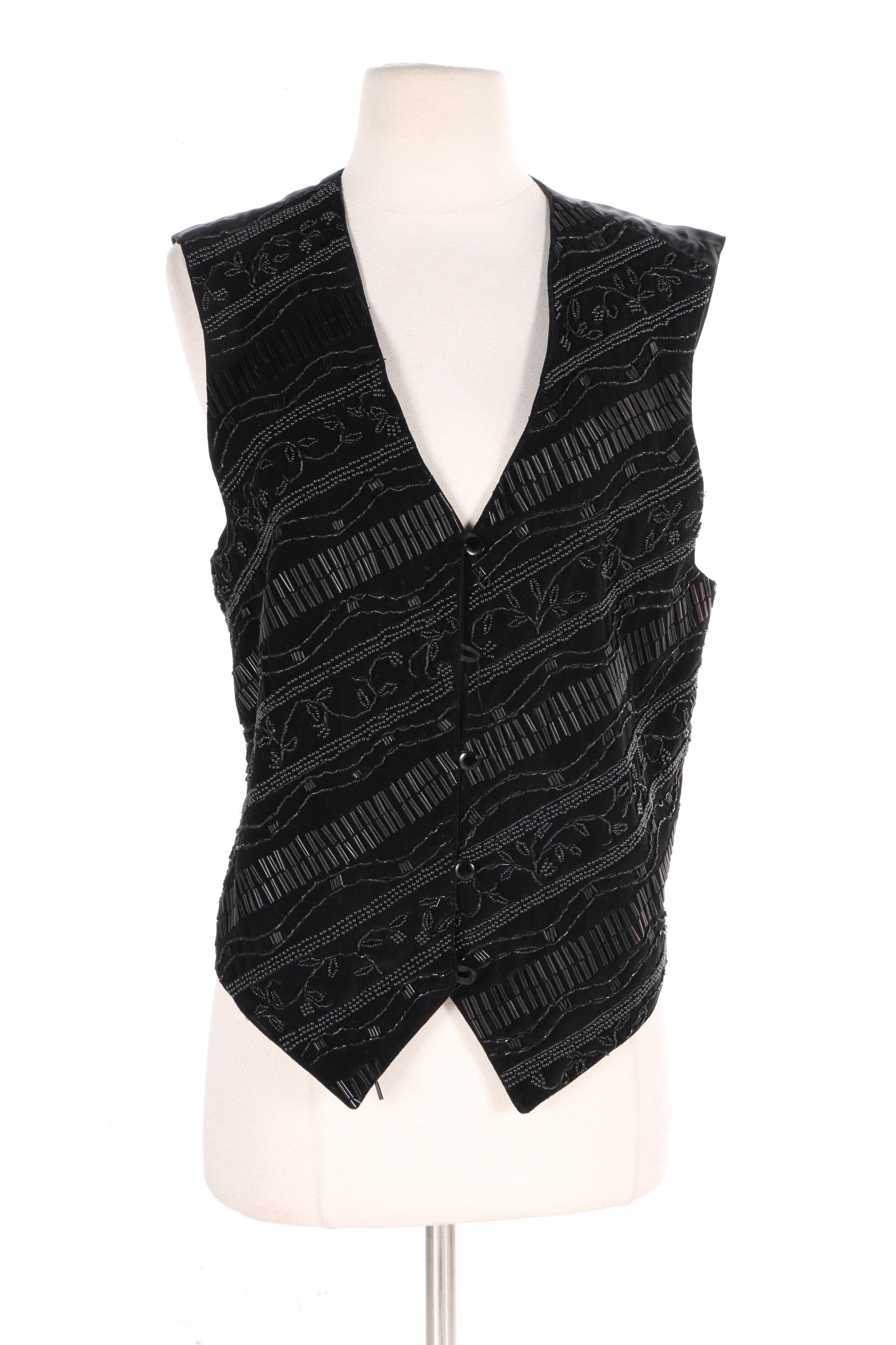 Evan Davies Embroidered Suede and Ann Tjian for Kenar Beaded Vests