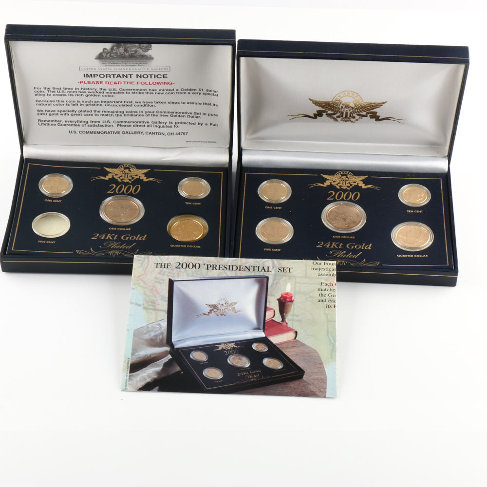 Pair of 2000 24Kt Gold Plated Coin Sets