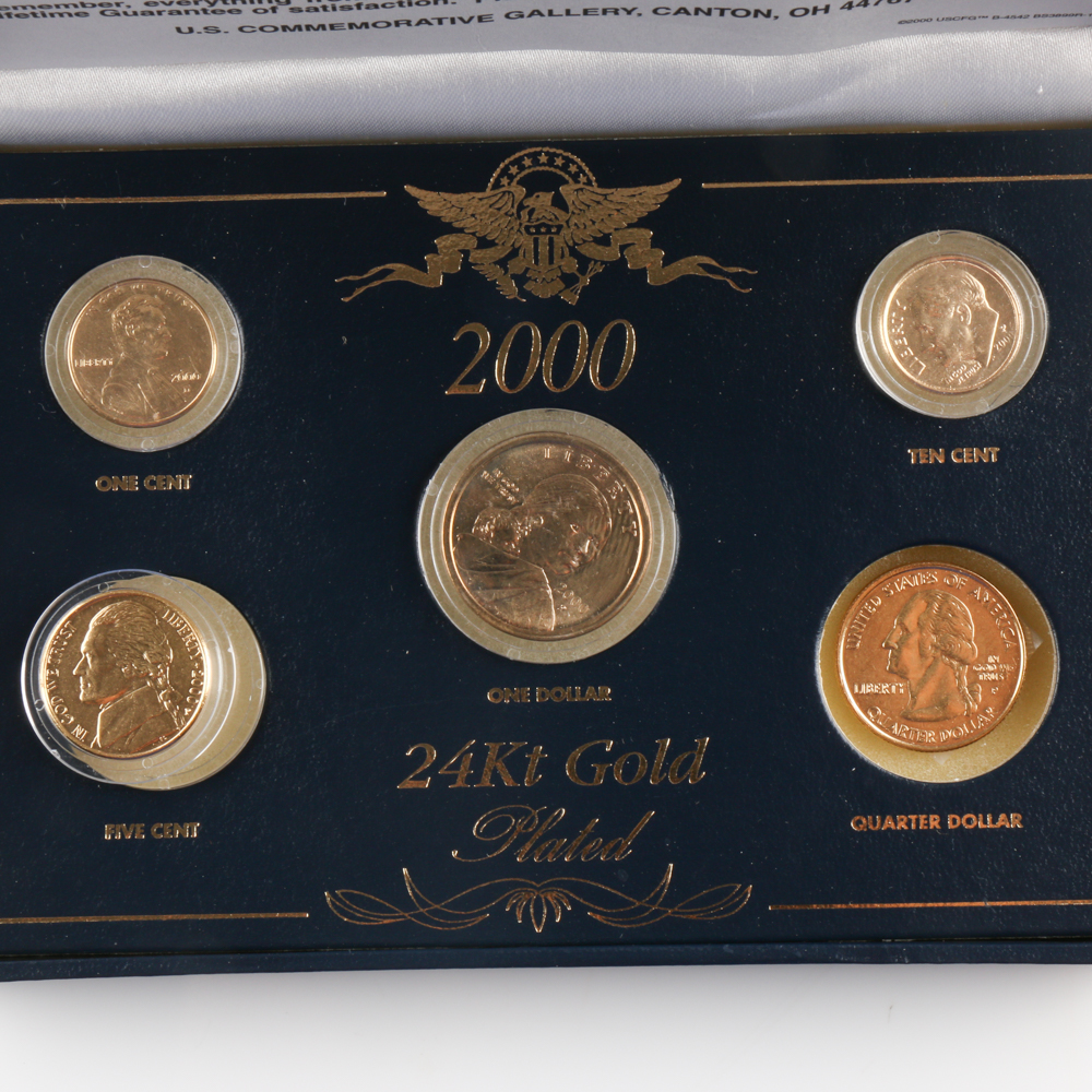 Pair of 2000 24Kt Gold Plated Coin Sets