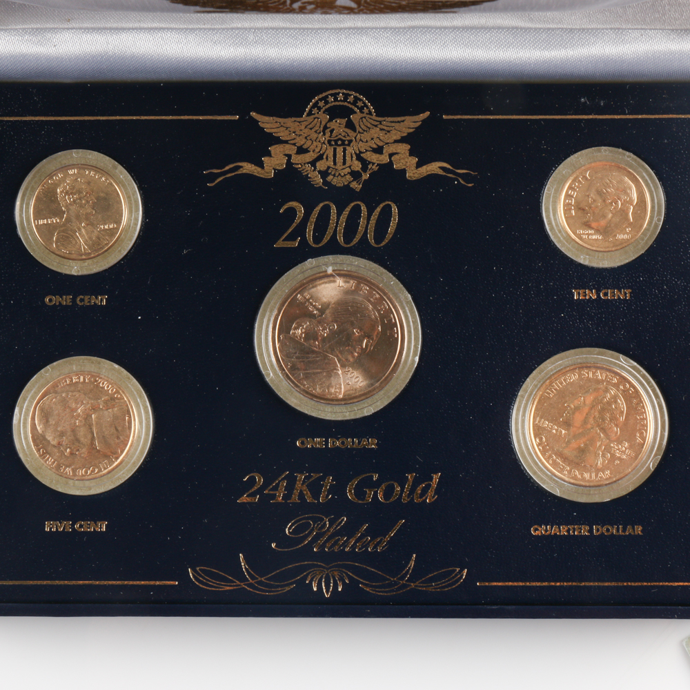 Pair of 2000 24Kt Gold Plated Coin Sets