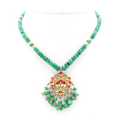 18K Emerald and Diamond Necklace 18K Emerald and Diamond Necklace