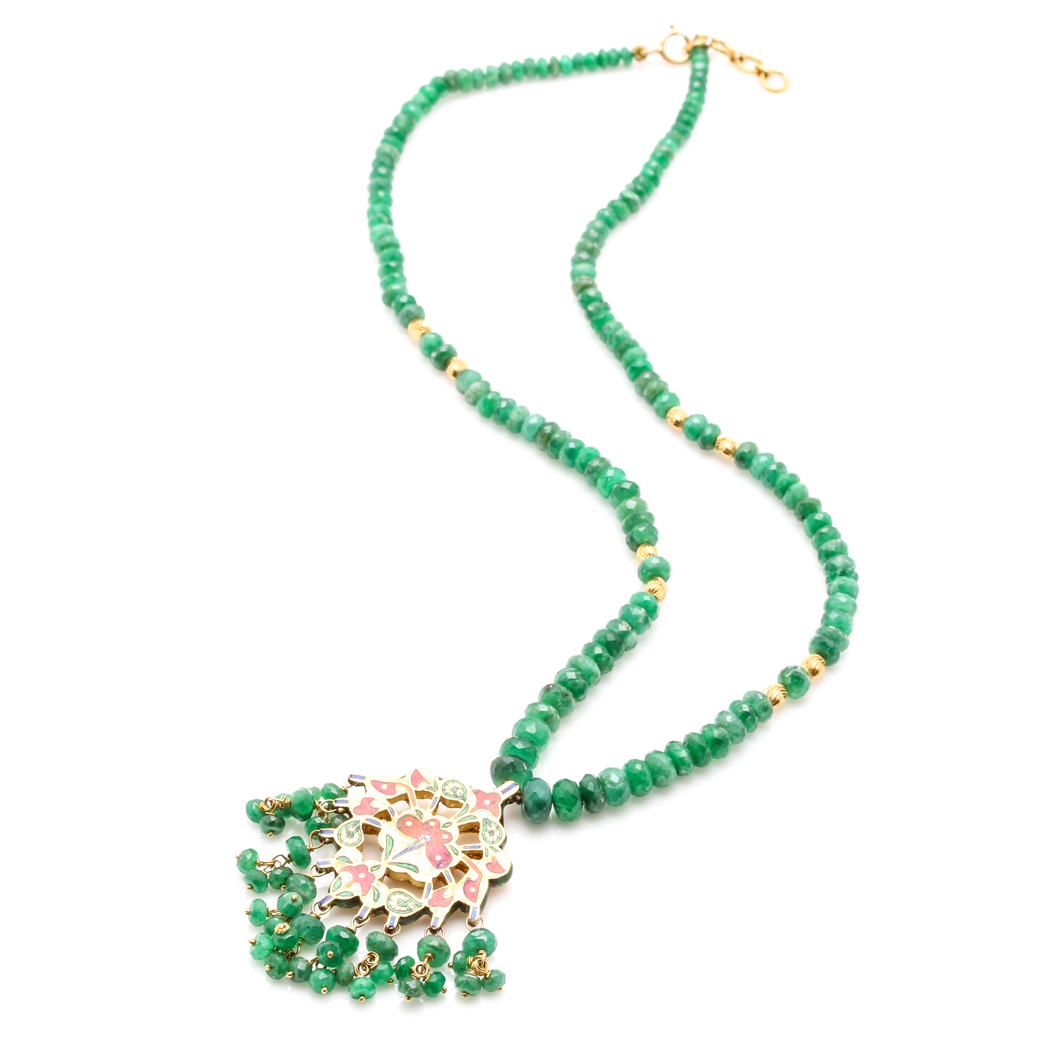 18K Emerald and Diamond Necklace