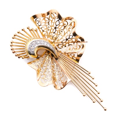 Depose 18K Yellow Gold Diamond Brooch Depose 18K Yellow Gold Diamond Brooch