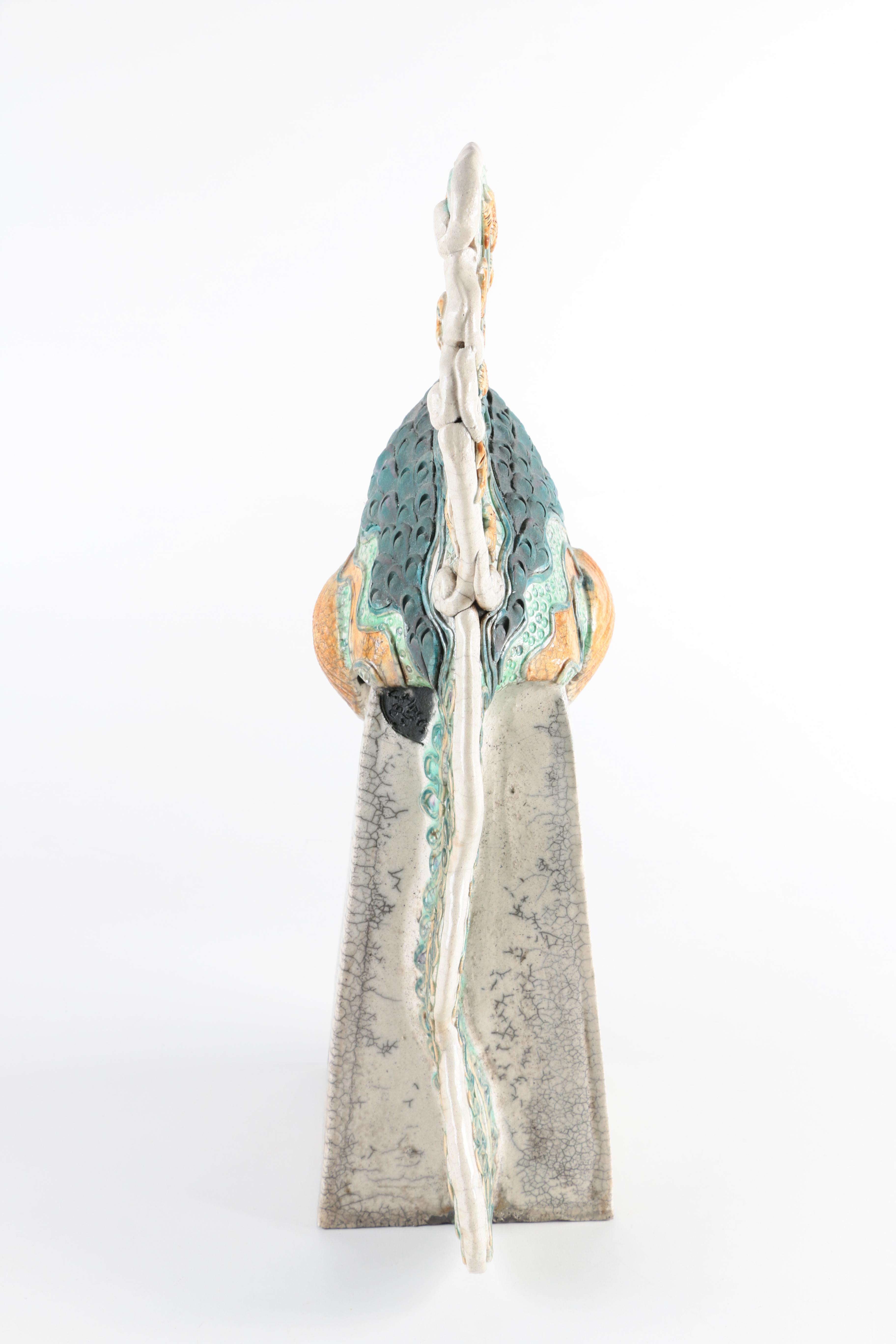 Chris Moses Raku Fired Handbuilt Fish Sculpture