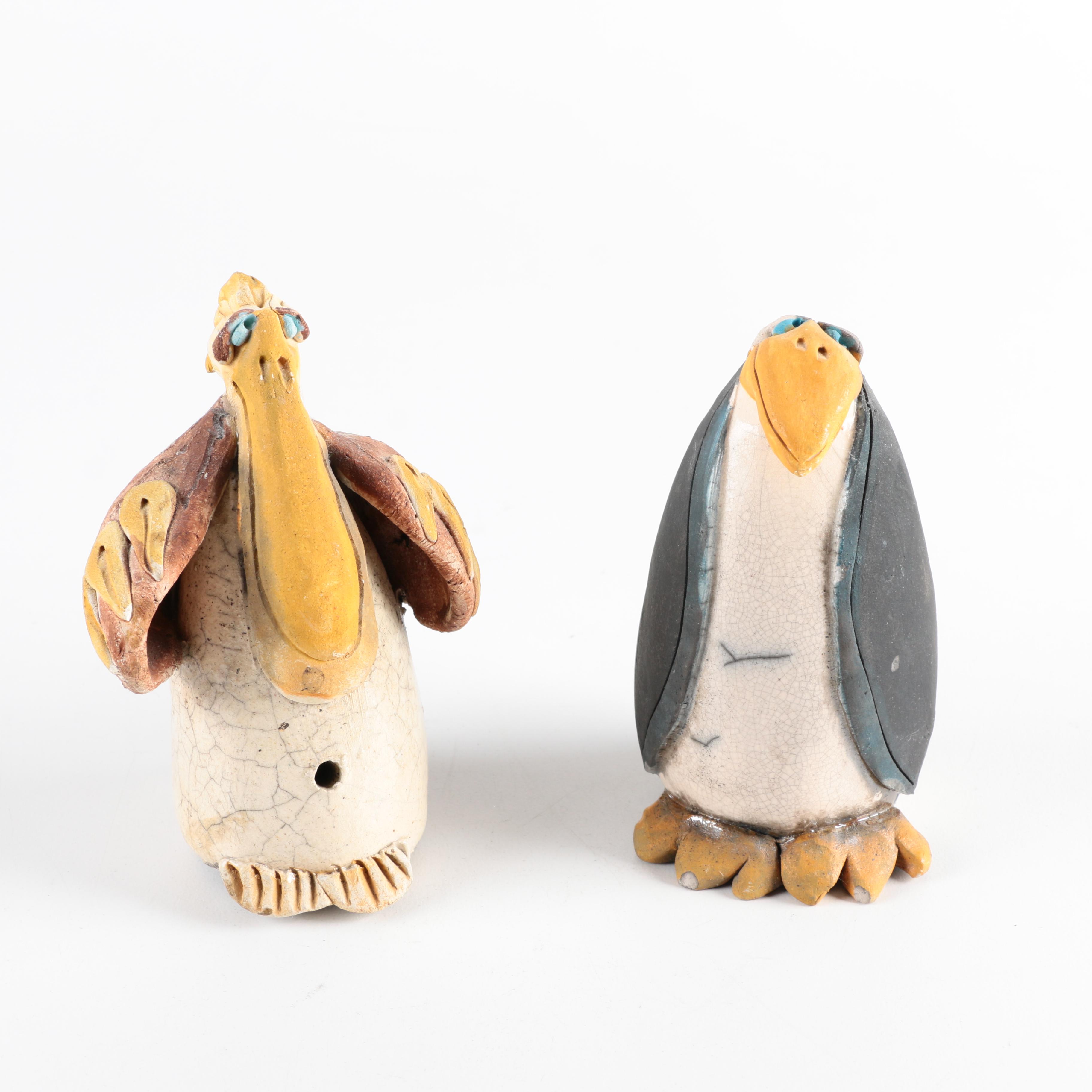 Chris Moses Art Pottery Animal Whistle Figurines