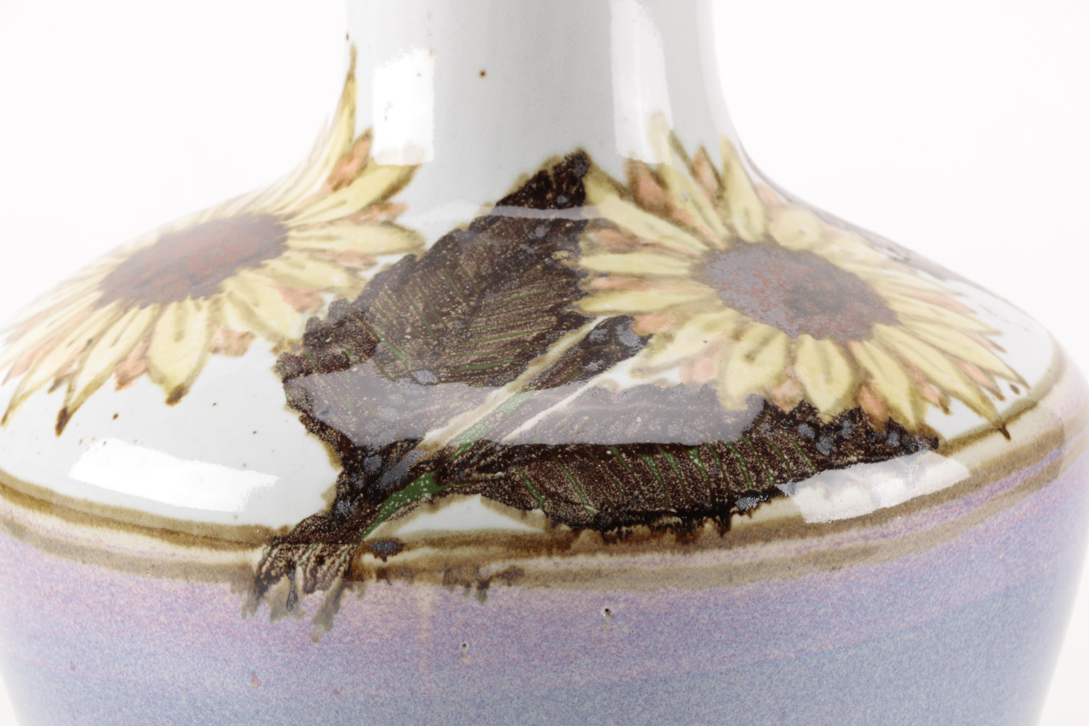 Hand Thrown and Signed Floral Ceramic Vase