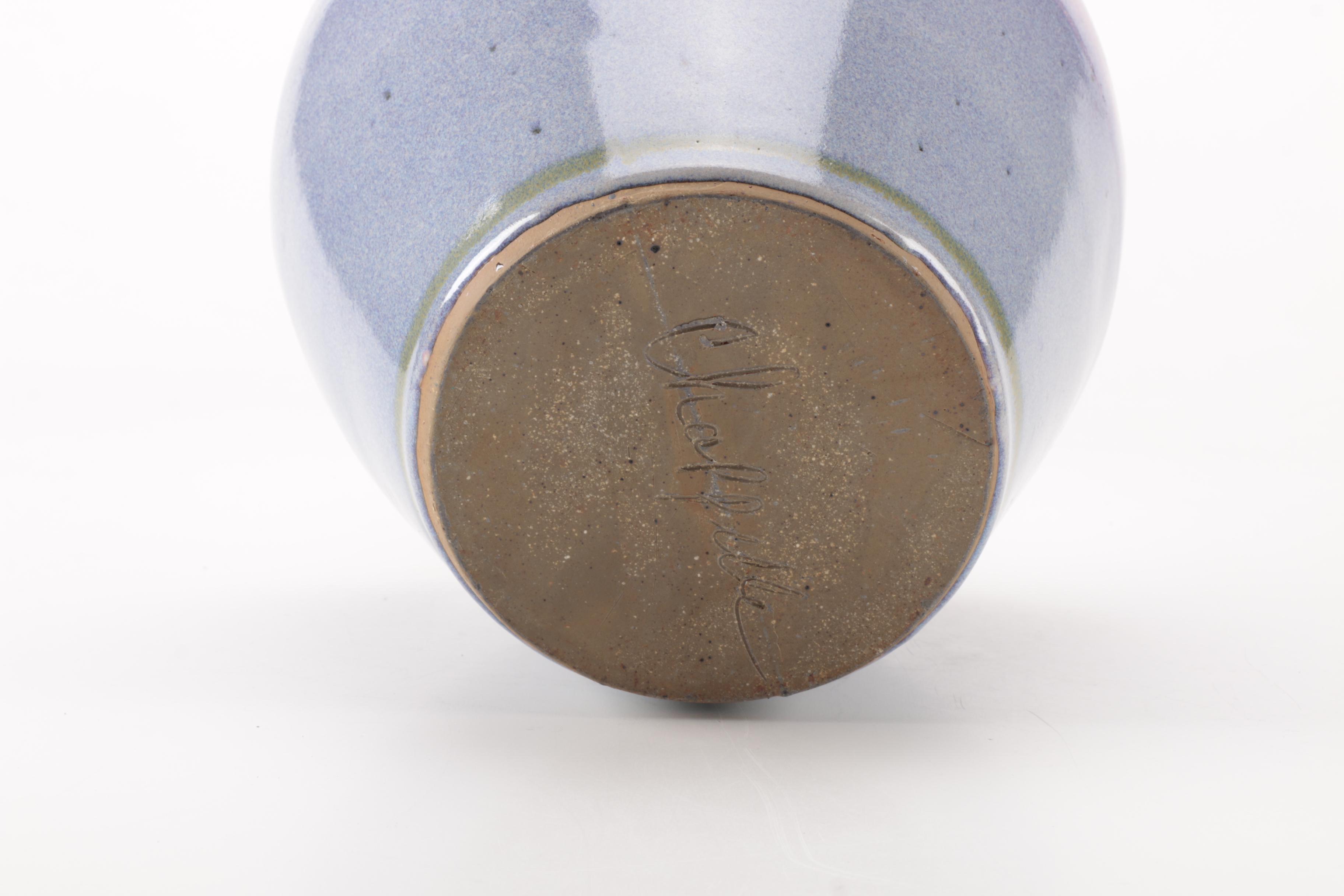 Hand Thrown and Signed Floral Ceramic Vase