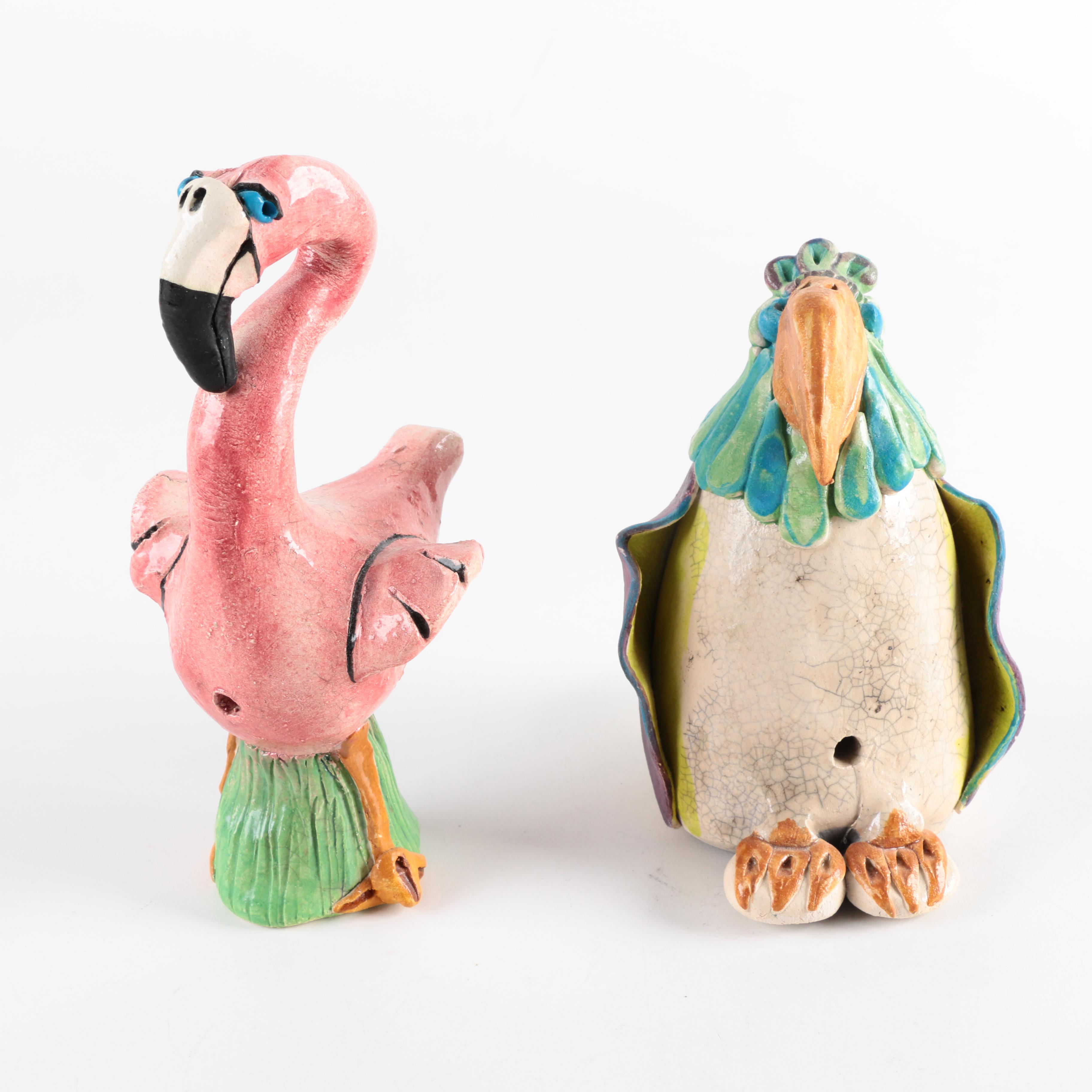 Chris Moses Art Pottery Animal Whistle Figurines