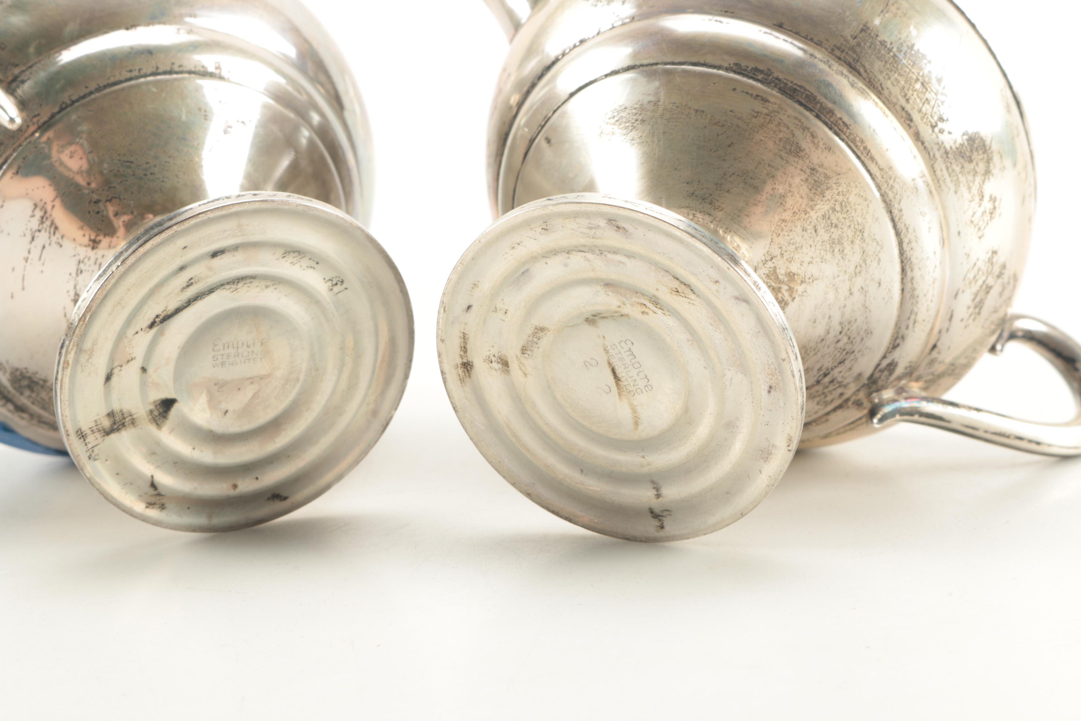 Empire Sterling Creamer and Sugar Set With Other Weighted Sterling Silver