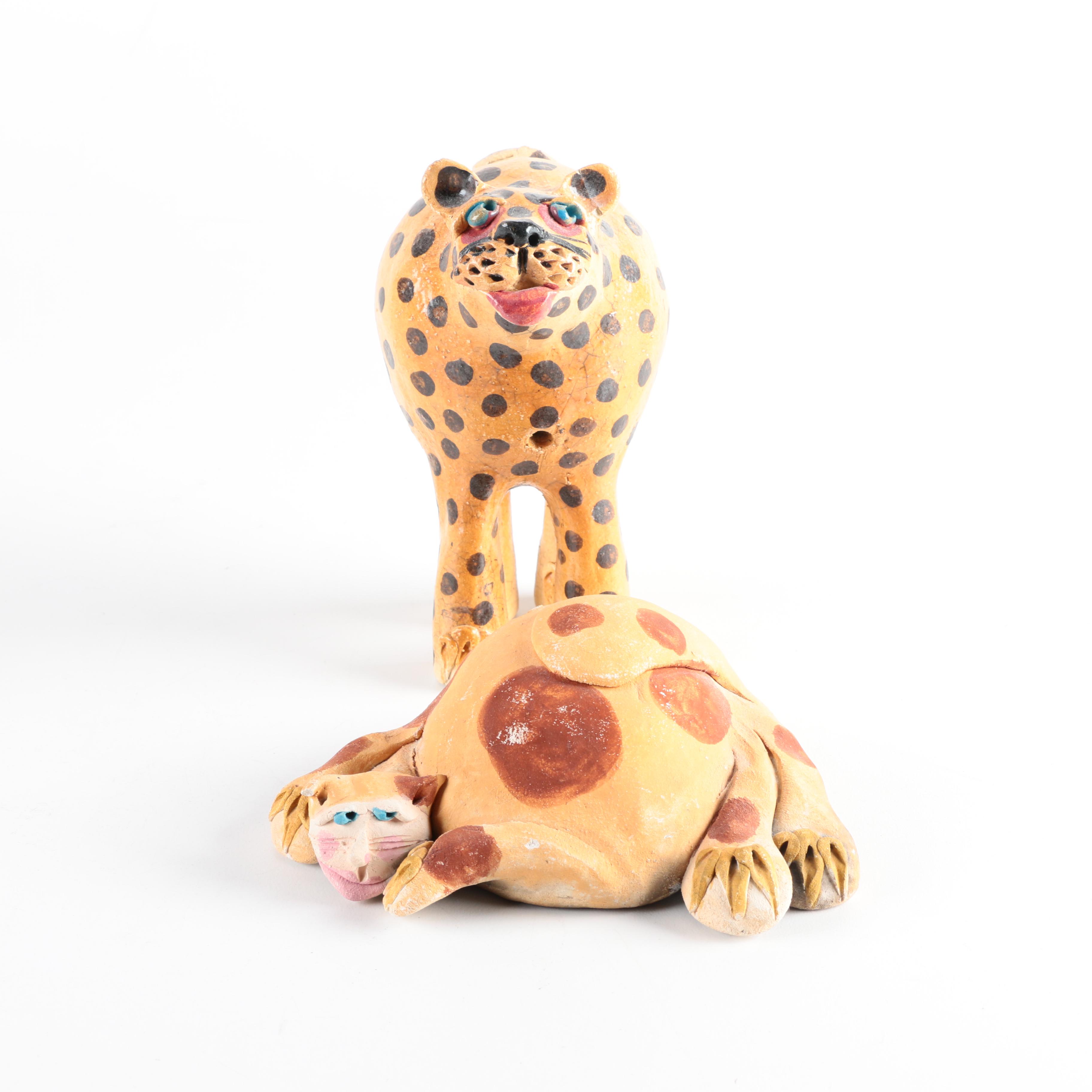 Chris Moses Art Pottery Animal Whistle Figurines