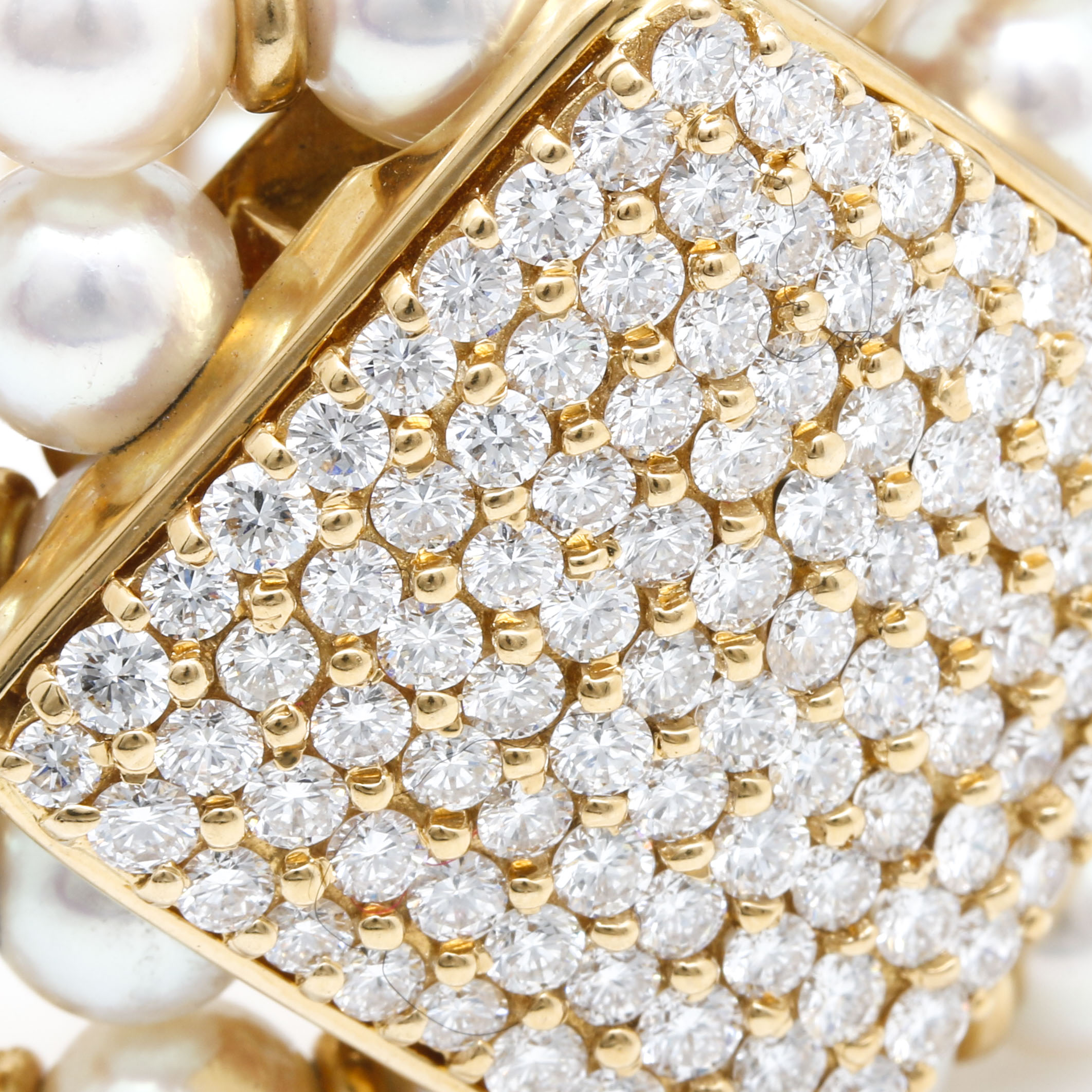 18K Yellow Gold 5.15 CTW Diamond and Cultured Pearl Cuff