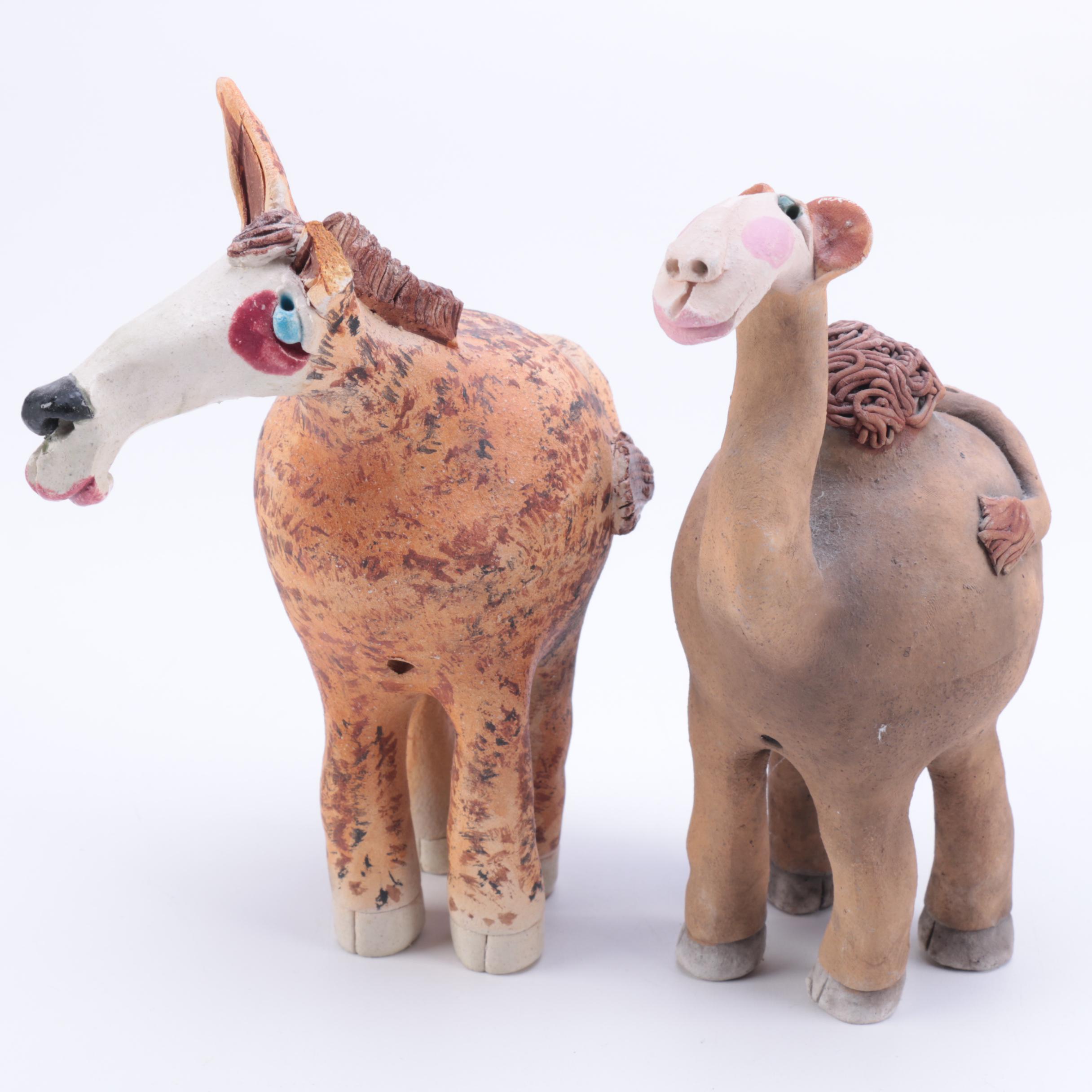 Chris Moses Art Pottery Animal Whistle Figurines