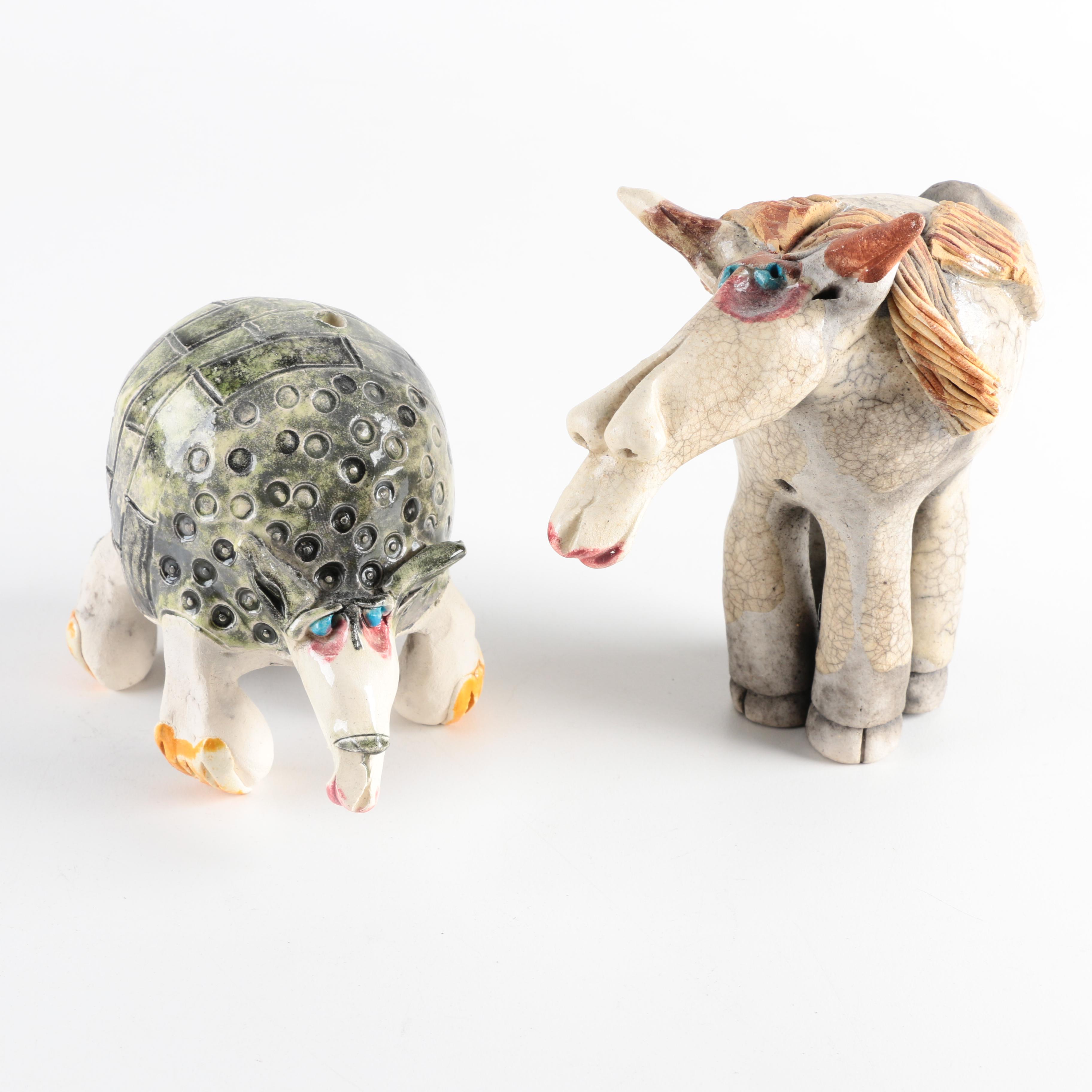 Chris Moses Art Pottery Animal Whistle Figurines