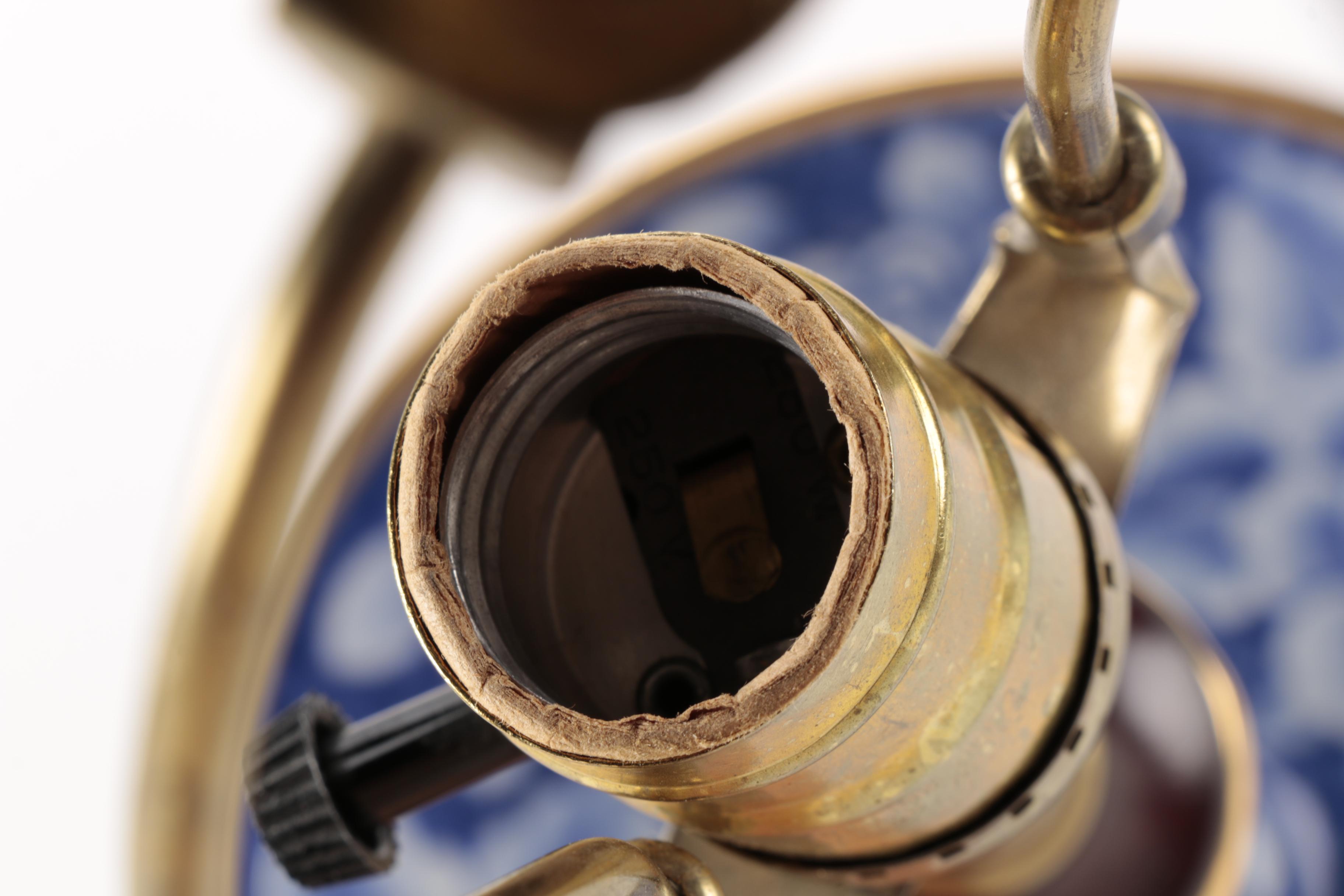 Blue Floral and Candle Style Ceramic Lamp