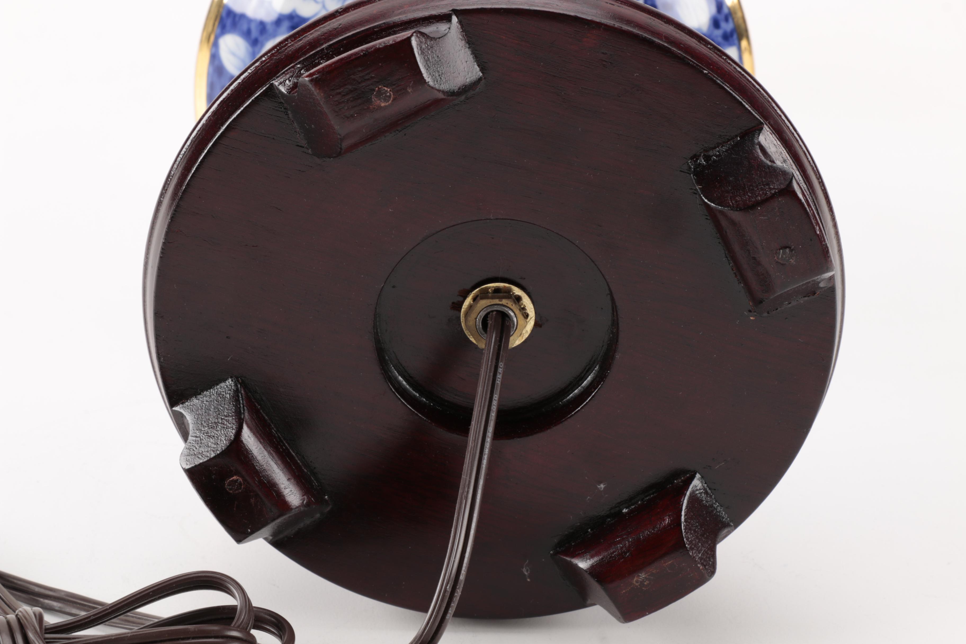 Blue Floral and Candle Style Ceramic Lamp