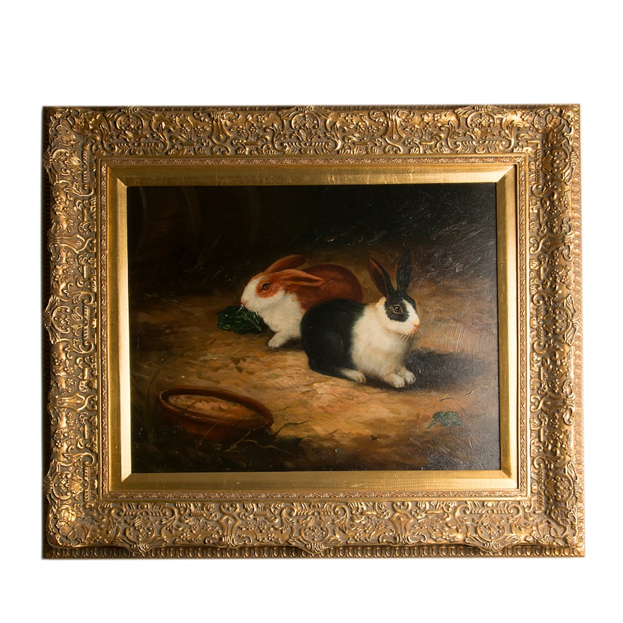 Oil Painting on Canvas of Rabbits