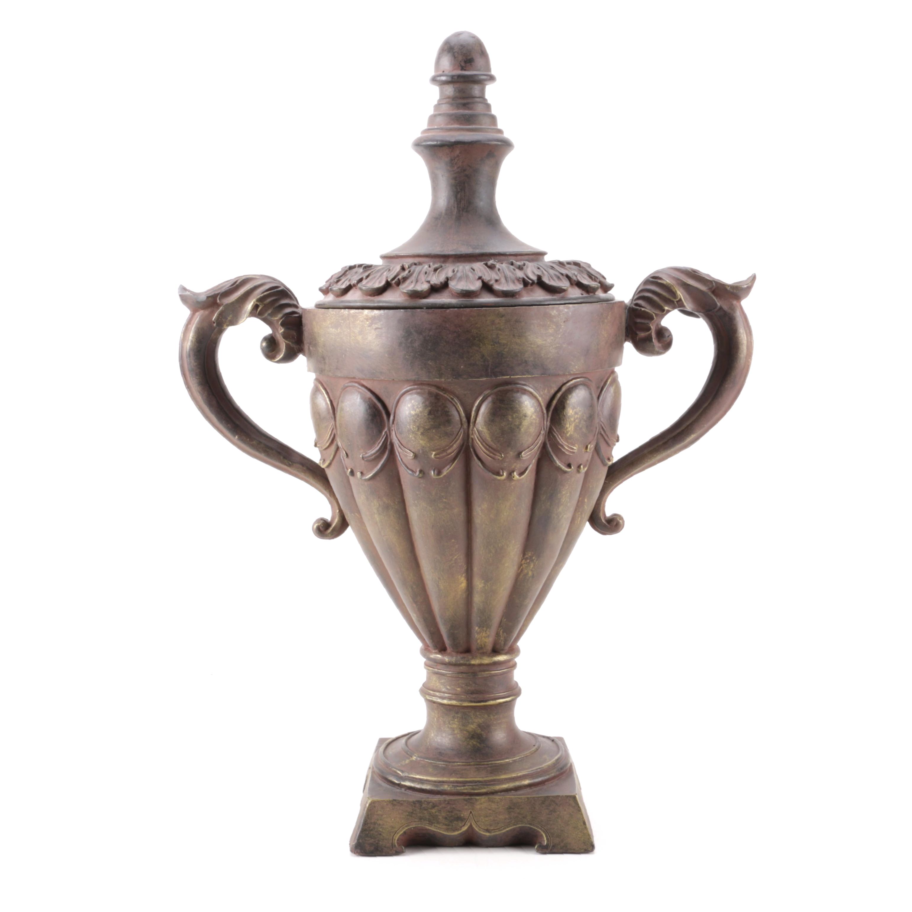Large Decorative Plaster Lidded Urn