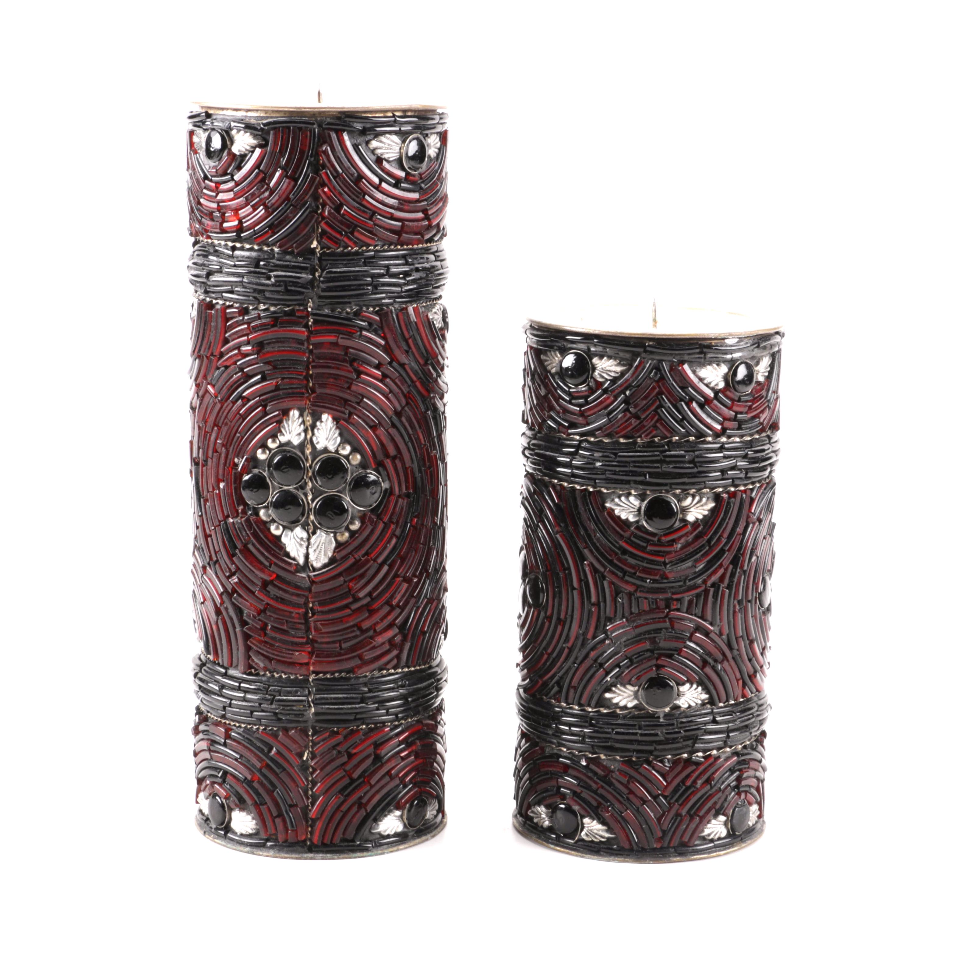 Beaded Mosaic Candle Holders