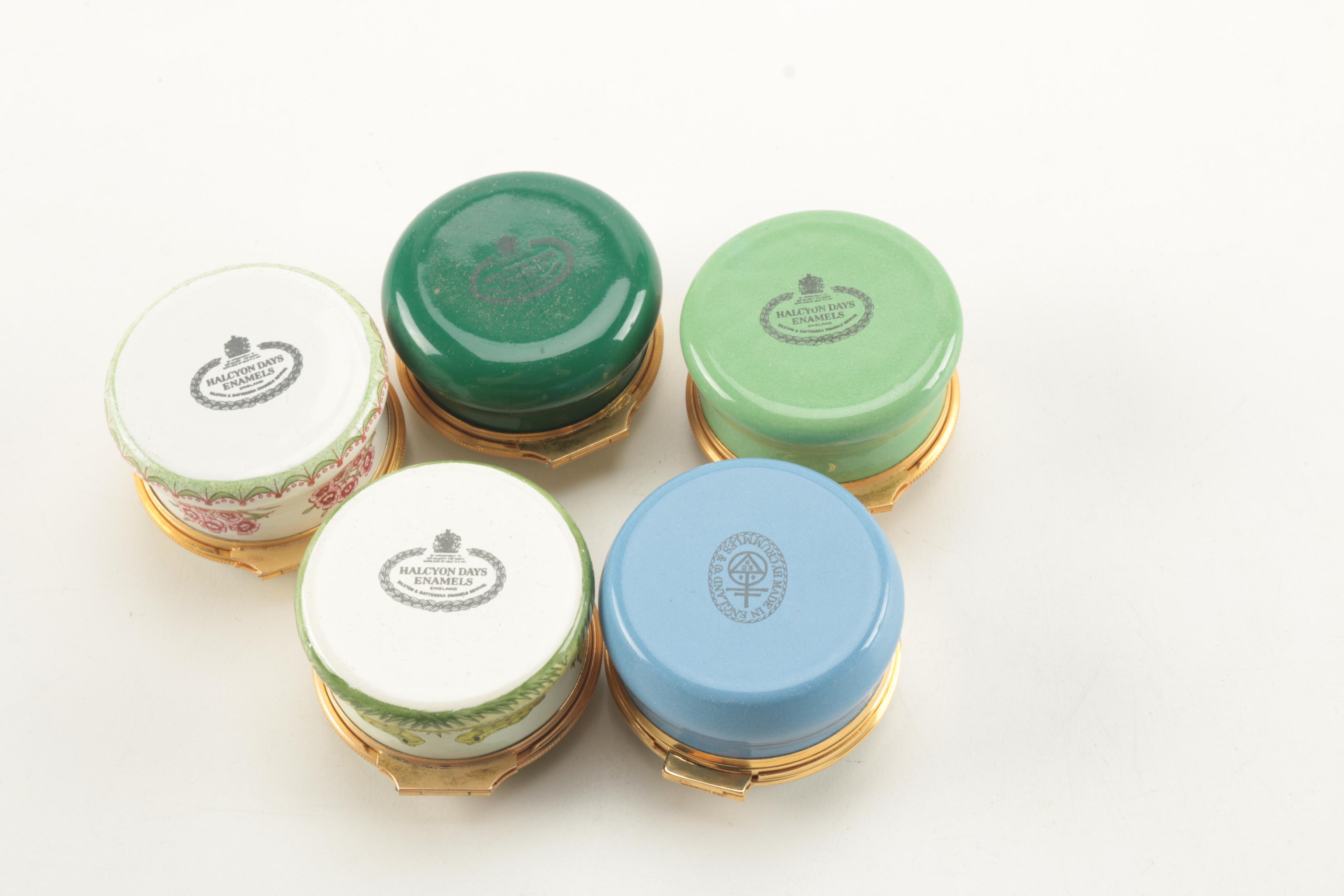 Porcelain Boxes Including Halcyon Days Enamels
