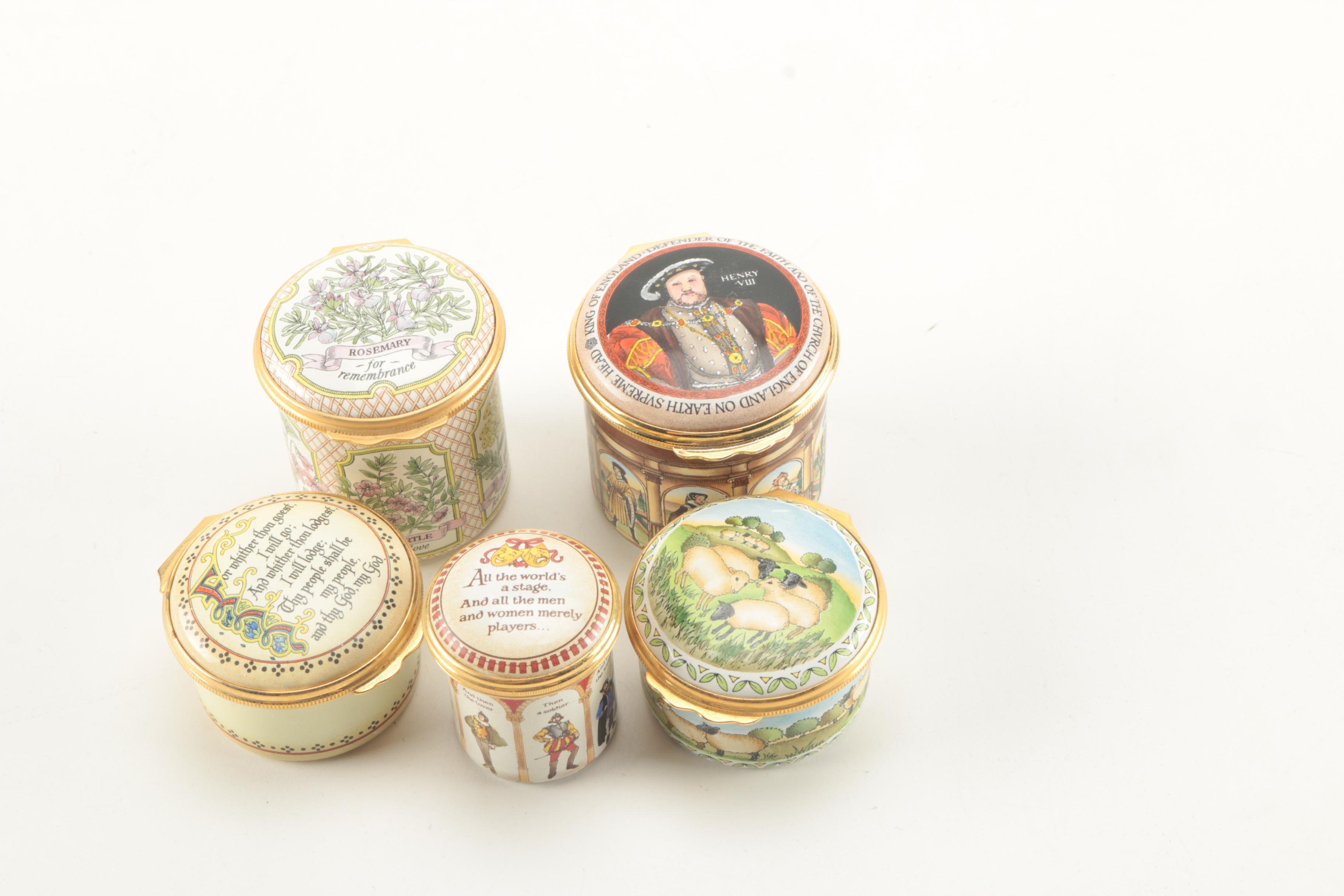 Porcelain Boxes Including Halcyon Days Enamels