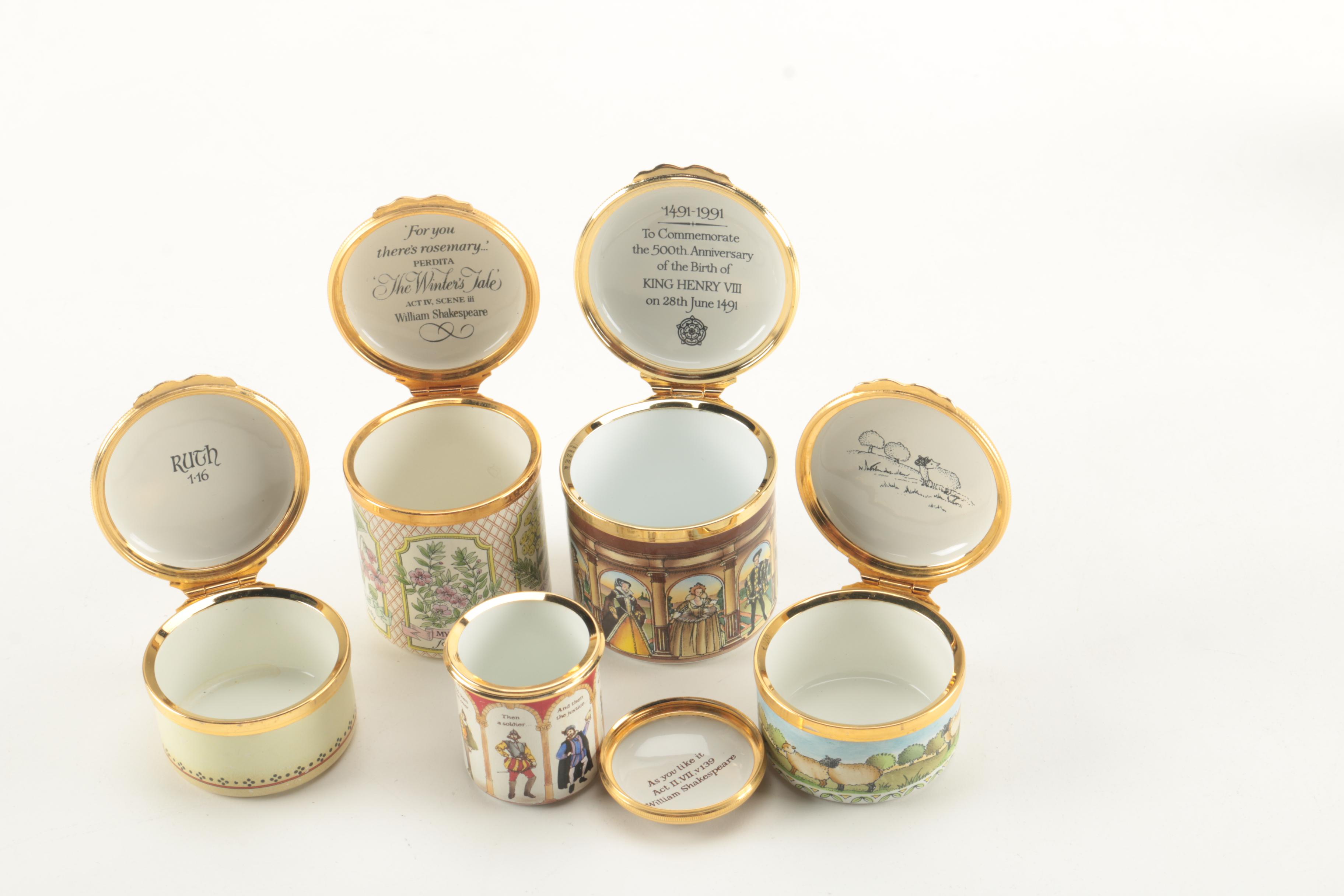 Porcelain Boxes Including Halcyon Days Enamels