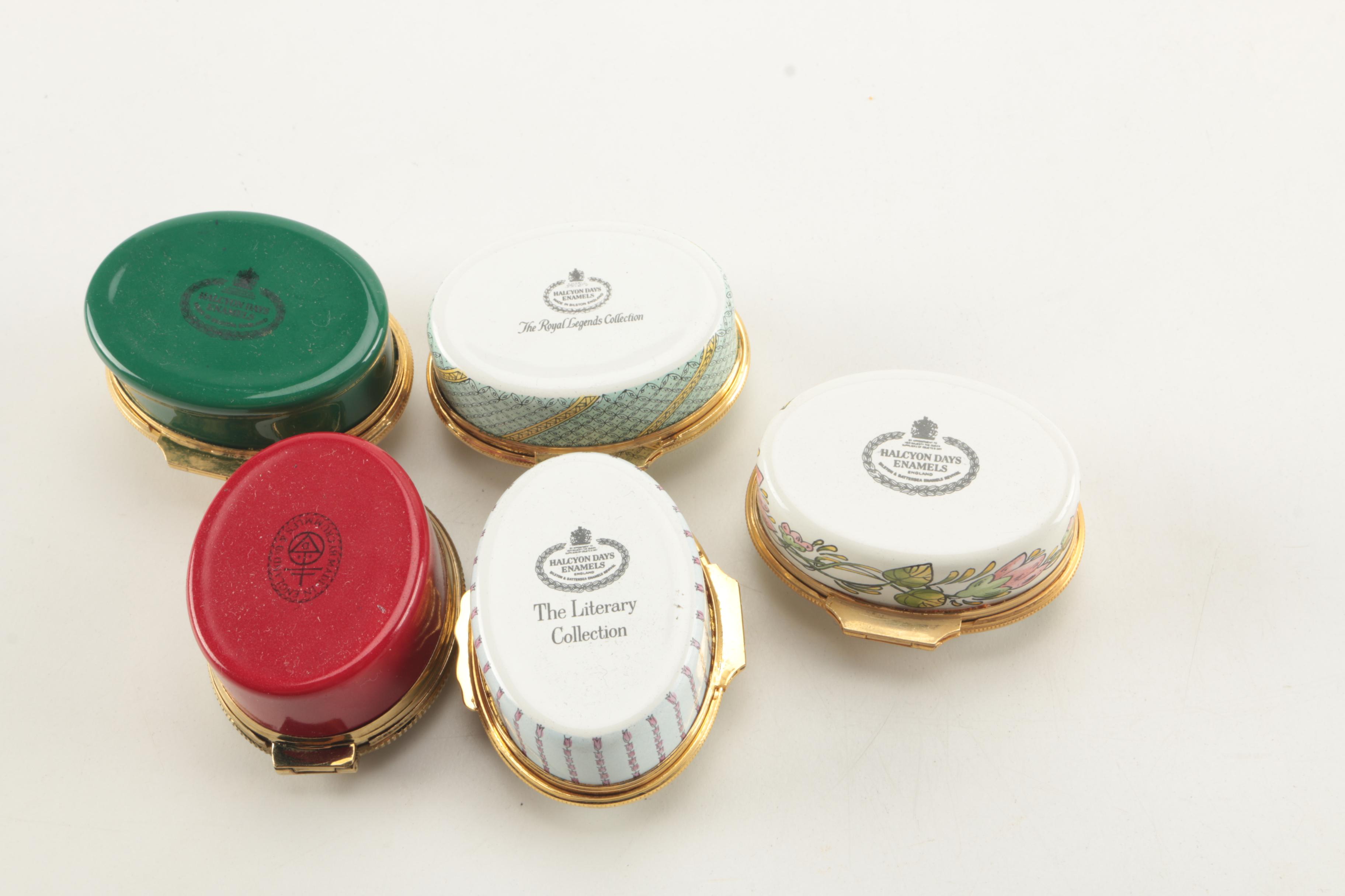 Porcelain Boxes Including Halcyon Days Enamels