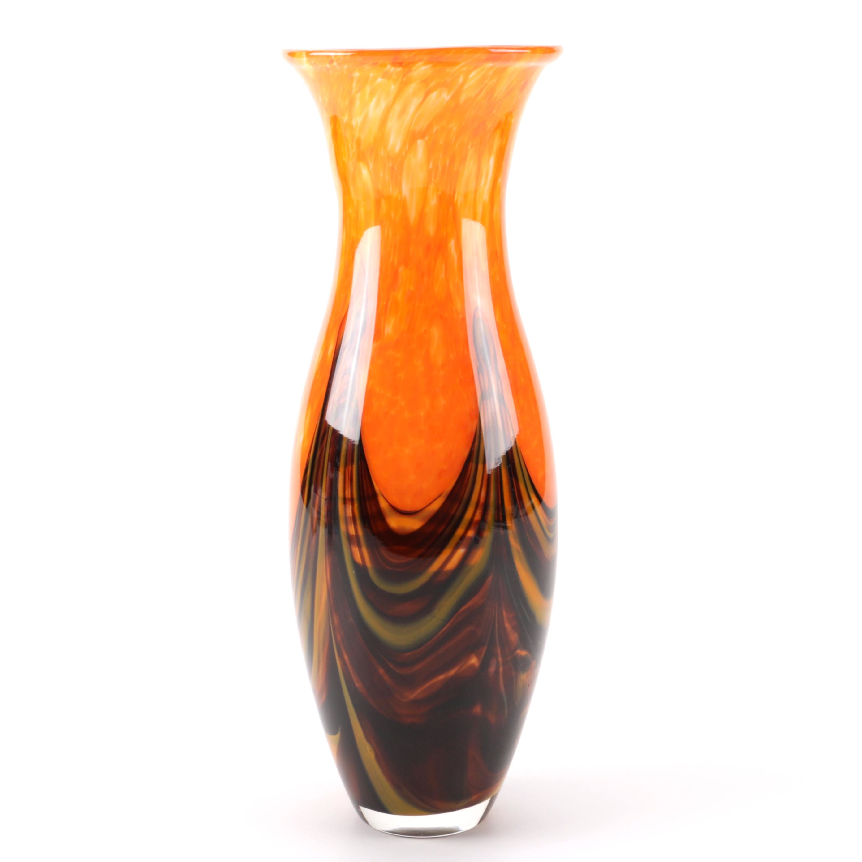 Orange and Brown Glass Vase