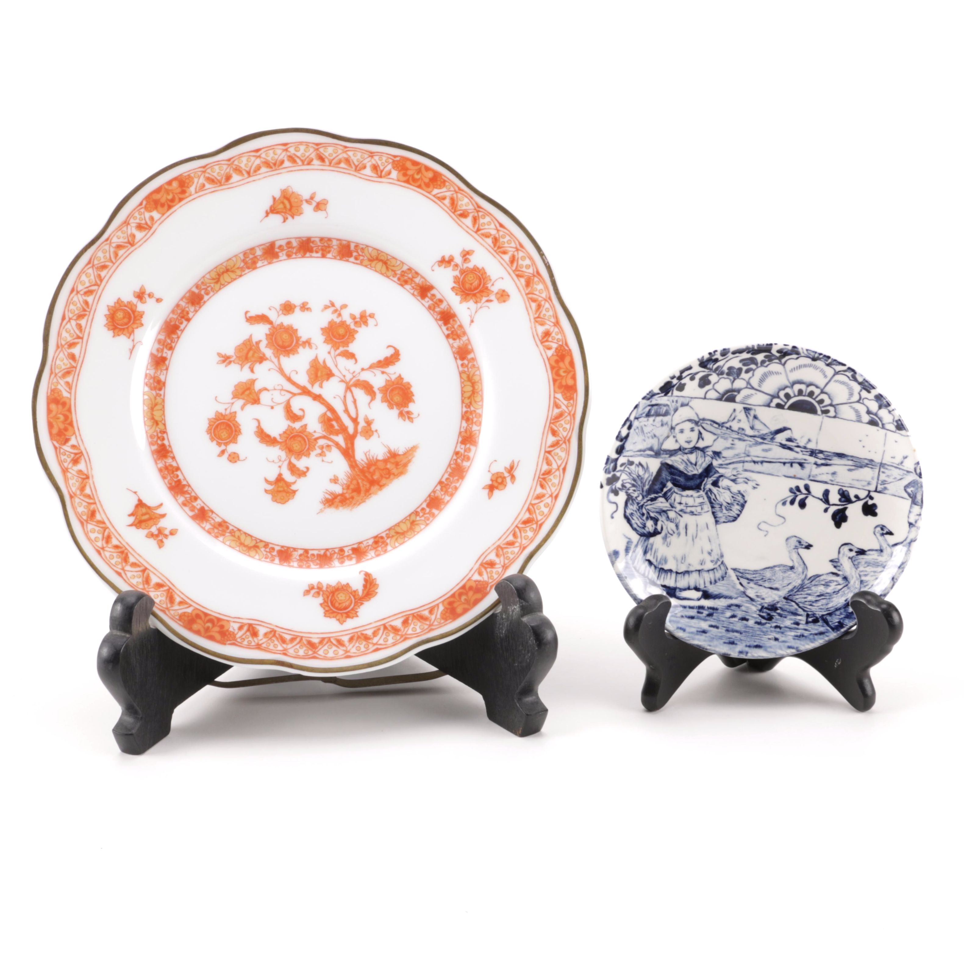 Haviland and Delft Decorative Plates and Stands