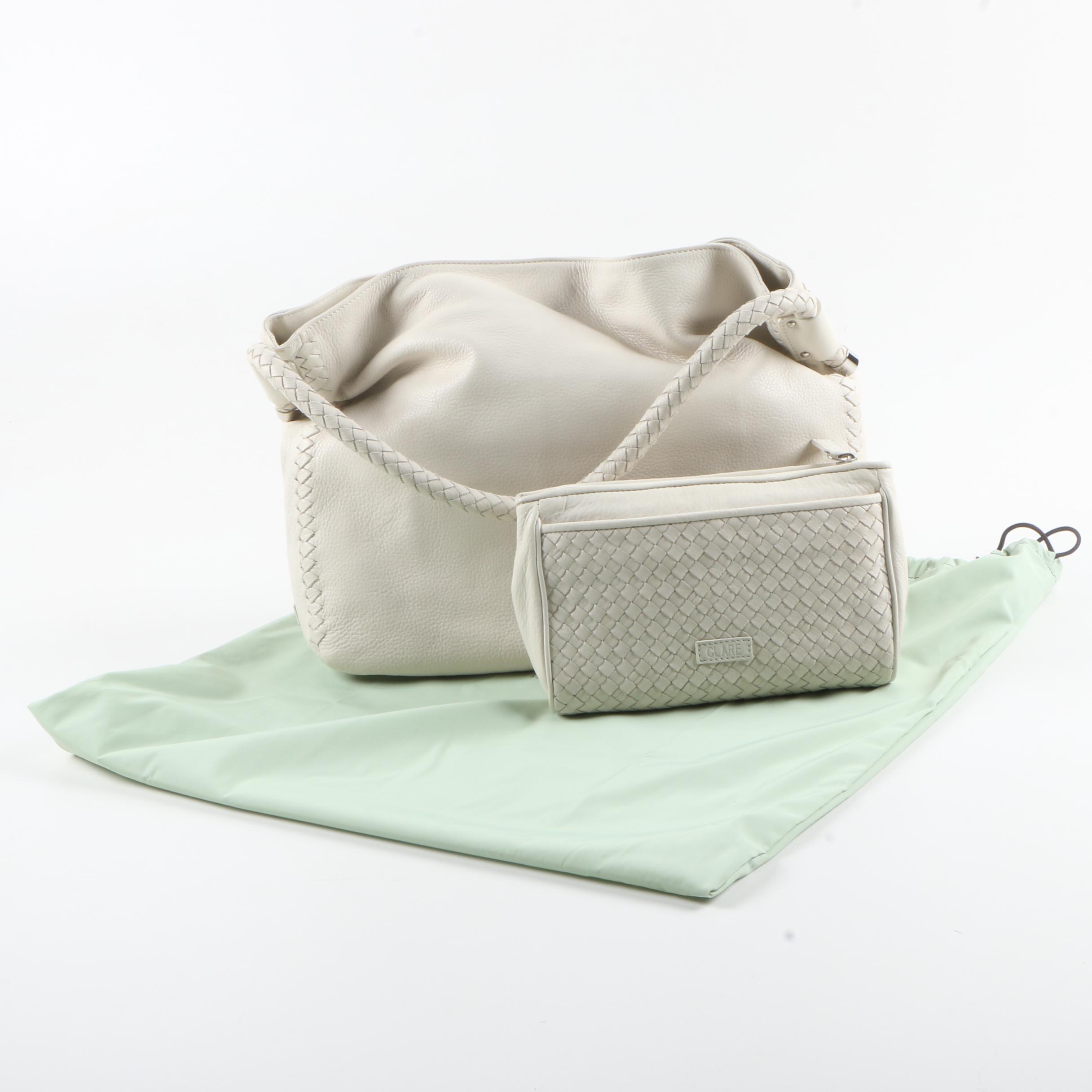 Clare 2 in 1 White Leather Purses