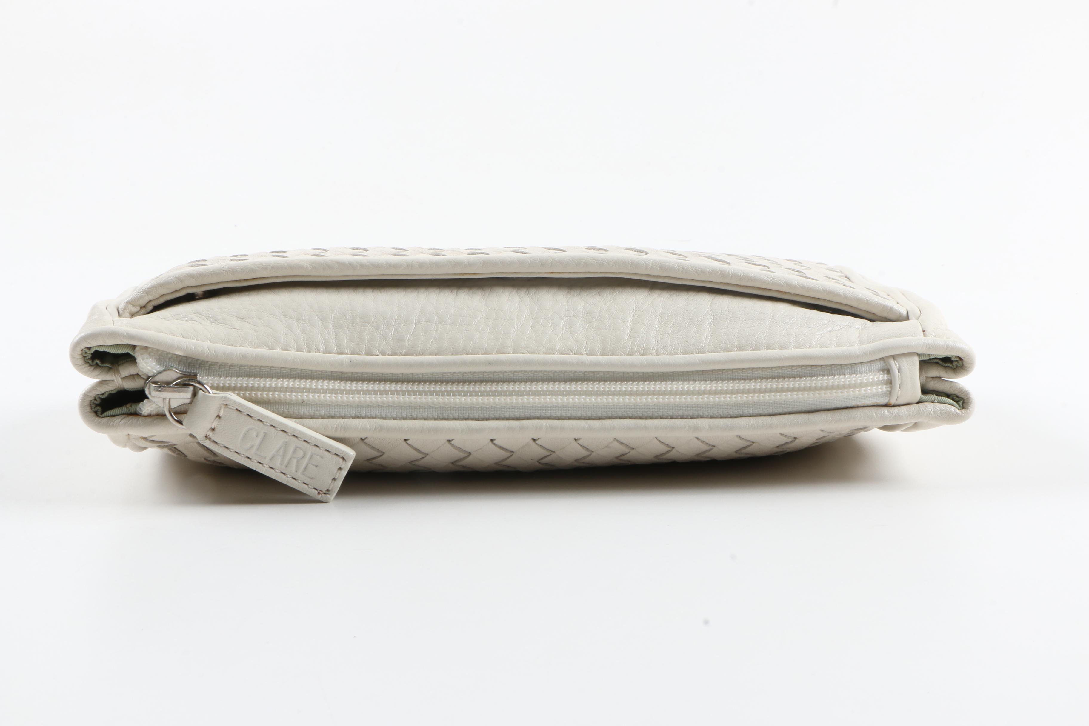 Clare 2 in 1 White Leather Purses