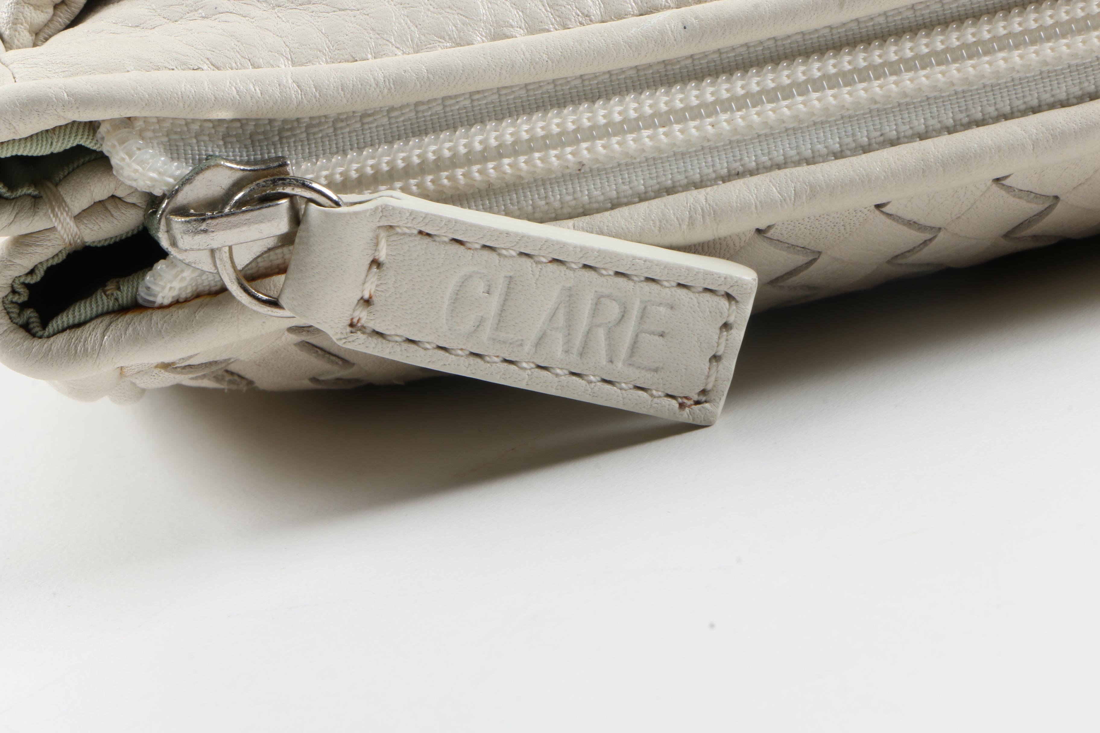 Clare 2 in 1 White Leather Purses