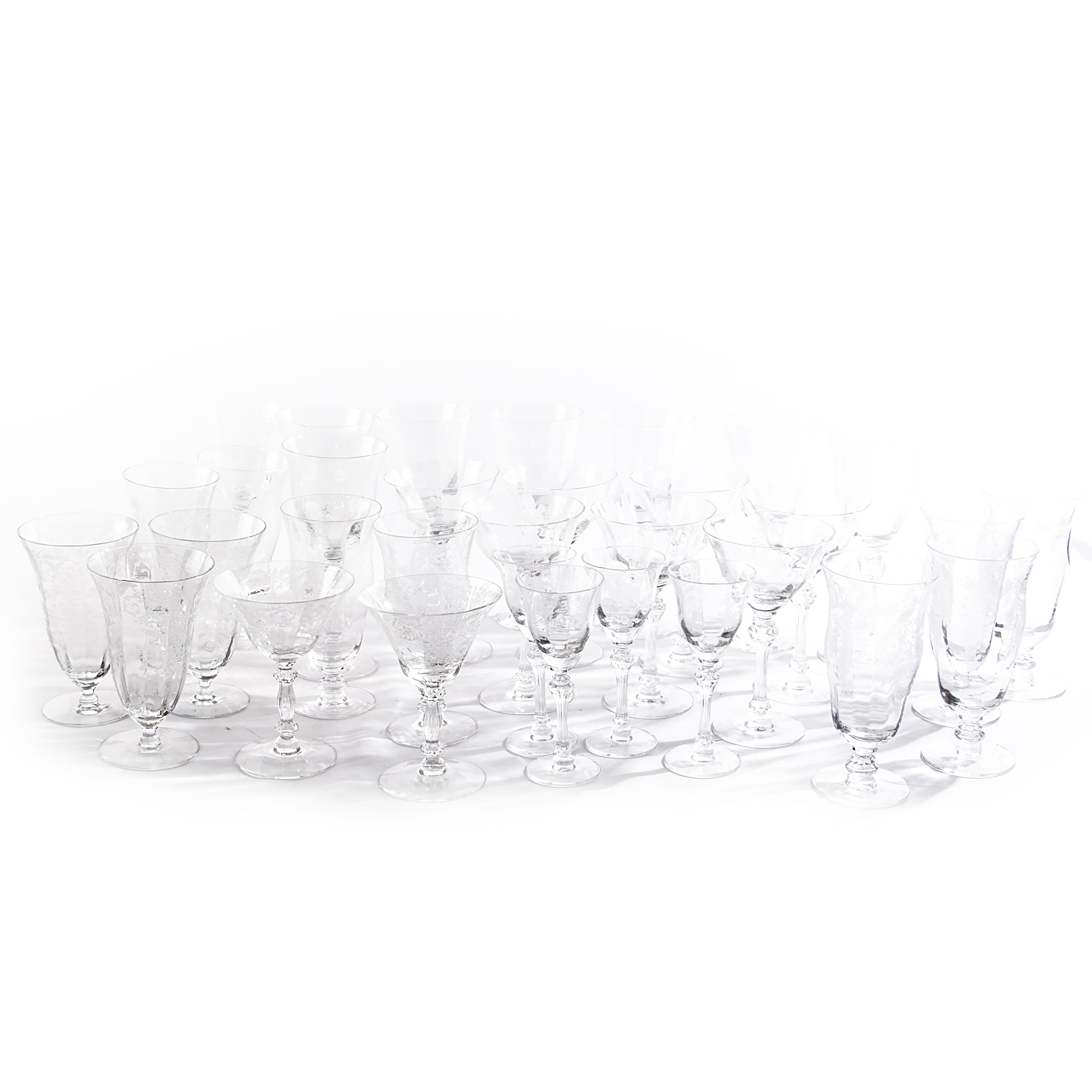 Collection of Tiffin Stemware Including "Persian Pheasant"