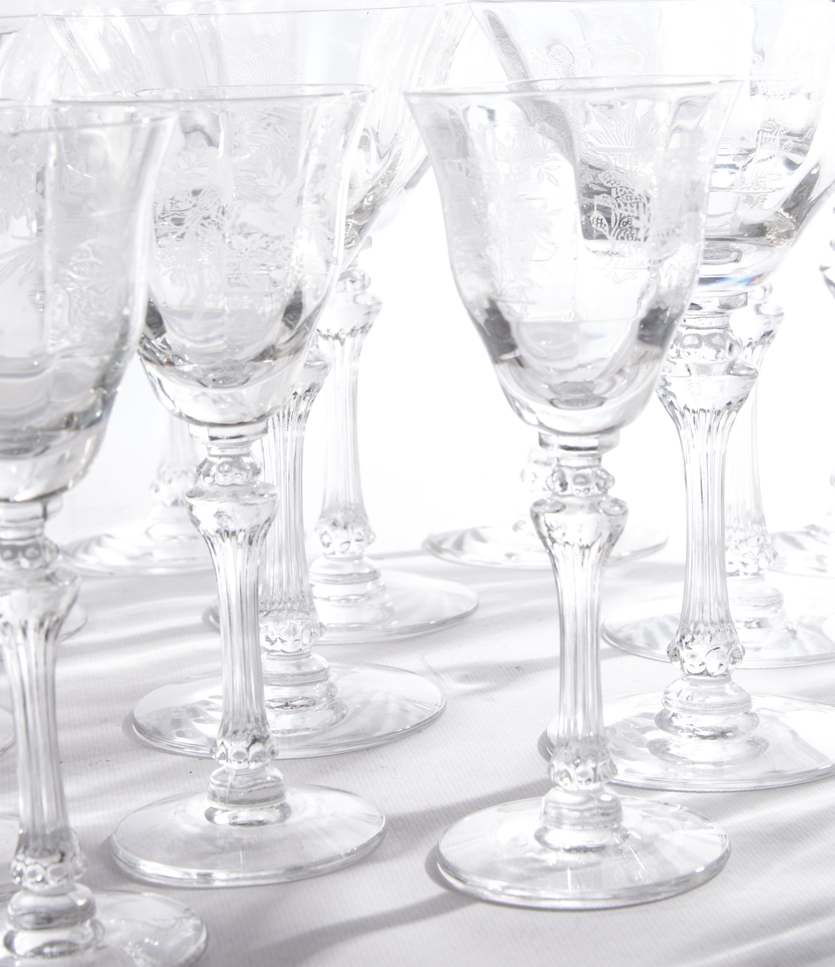Collection of Tiffin Stemware Including "Persian Pheasant"
