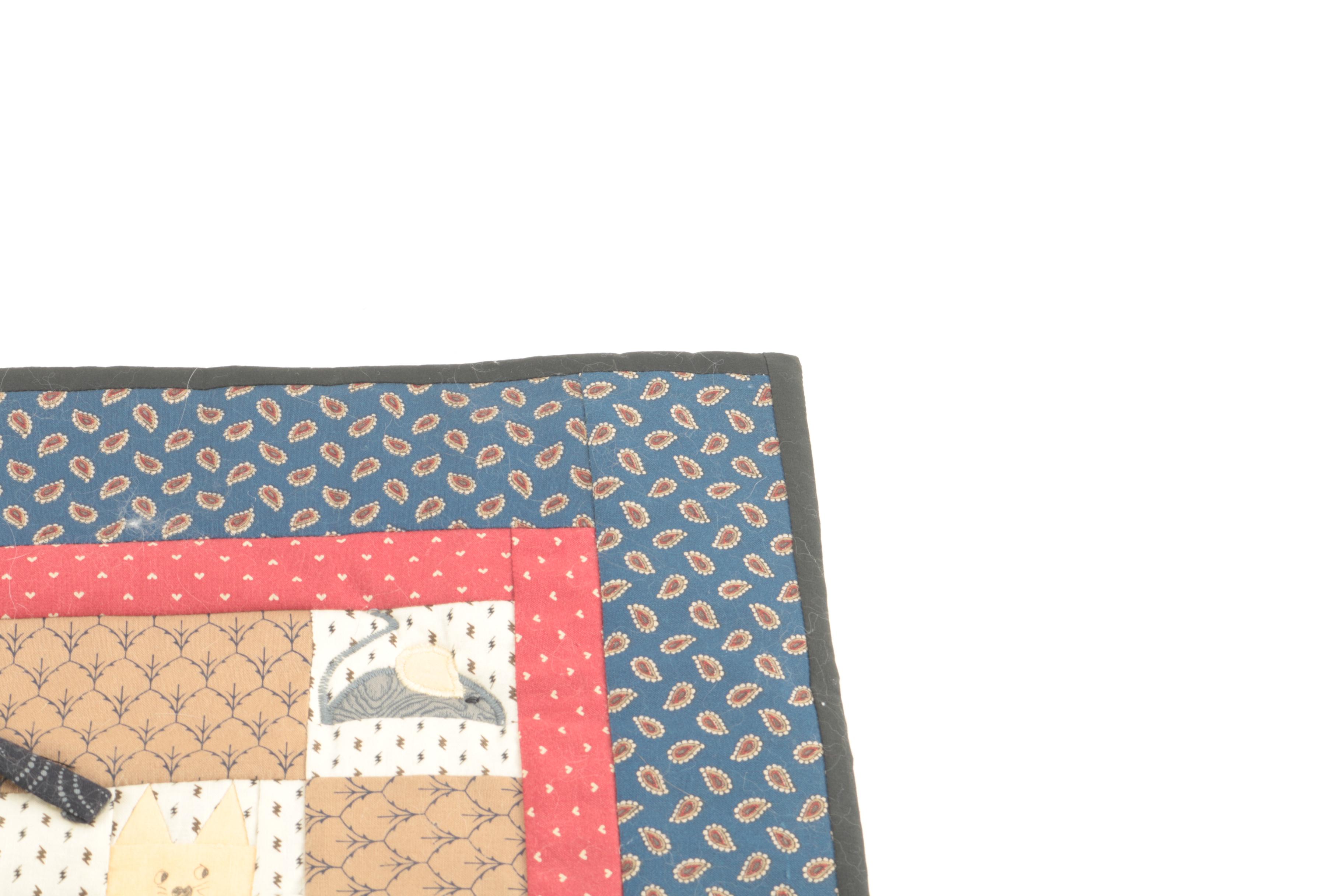 Handmade Cat-Themed Medallion Quilt