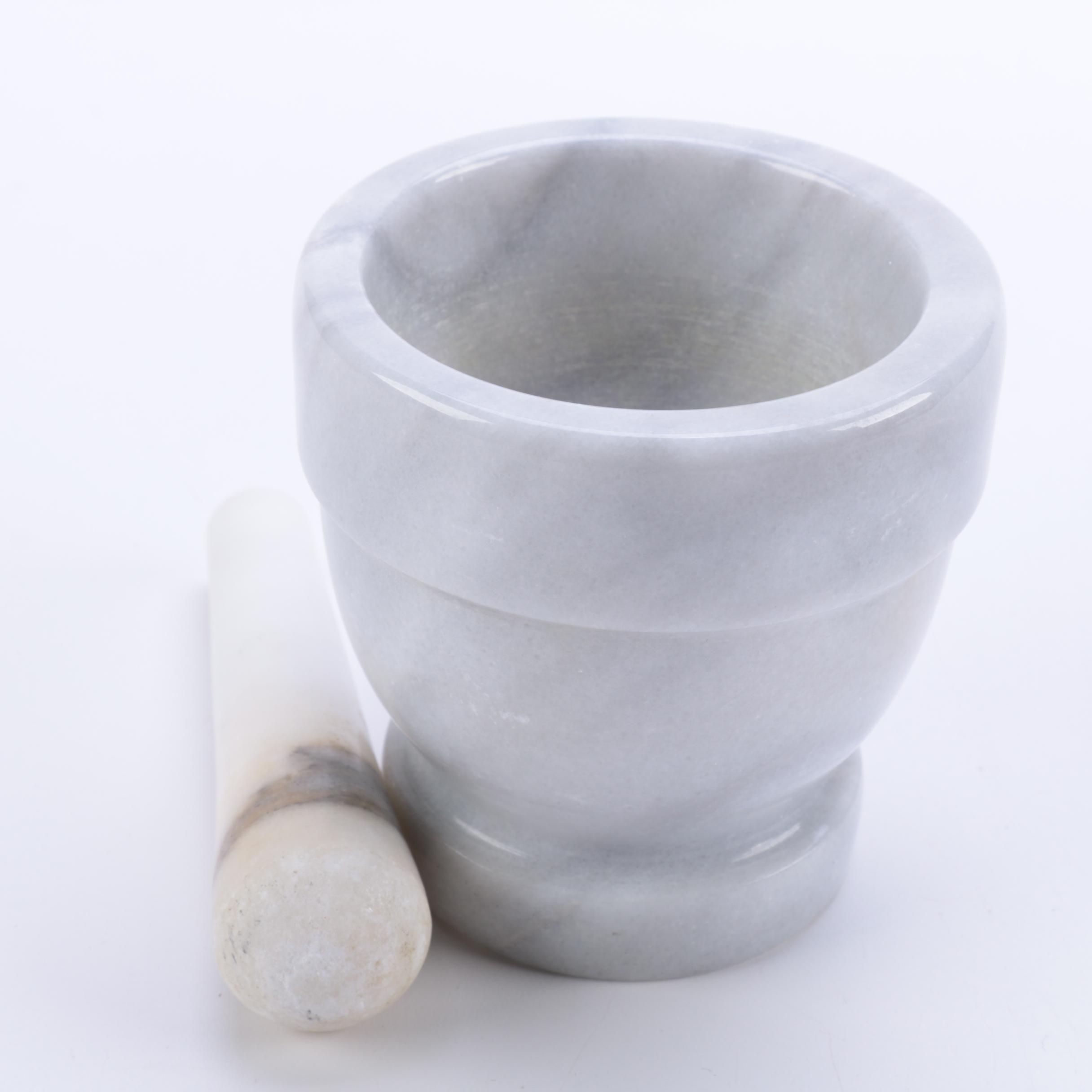 Light Gray Marble Mortar and Pestle