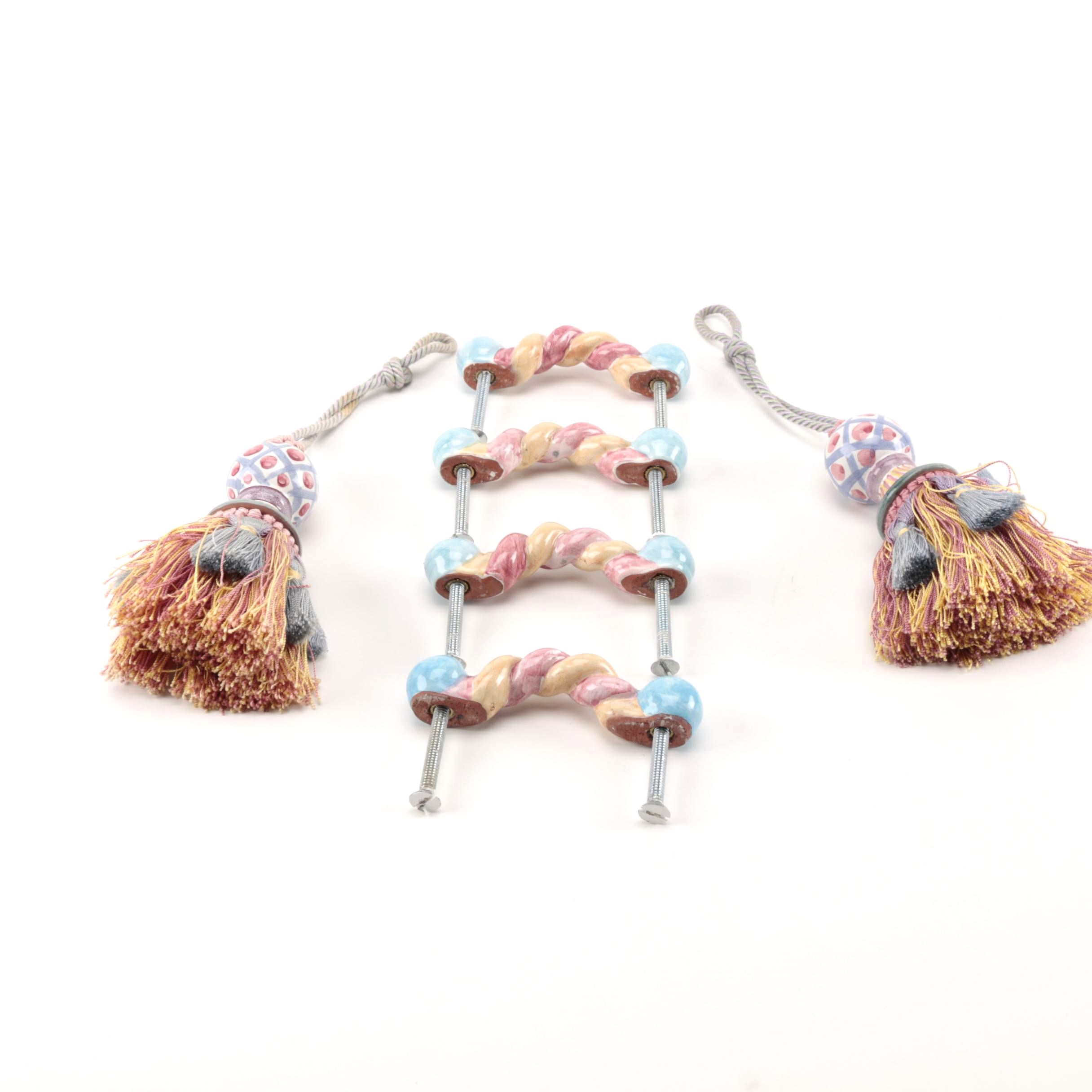 MacKenzie-Childs Hand-Painted Ceramic Tassels and Handles