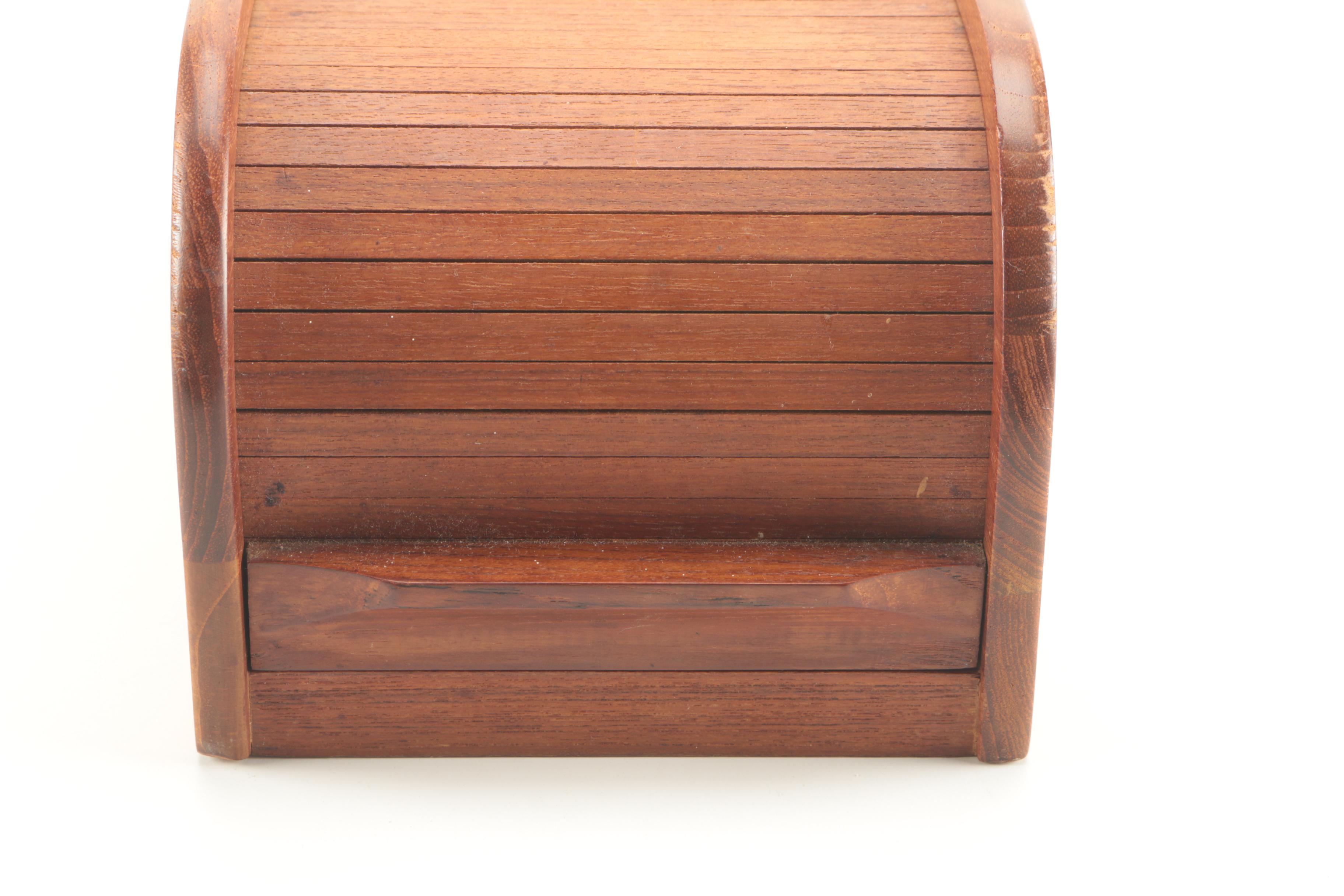 Vintage Teak Roll Top Storage Container by Kalmar